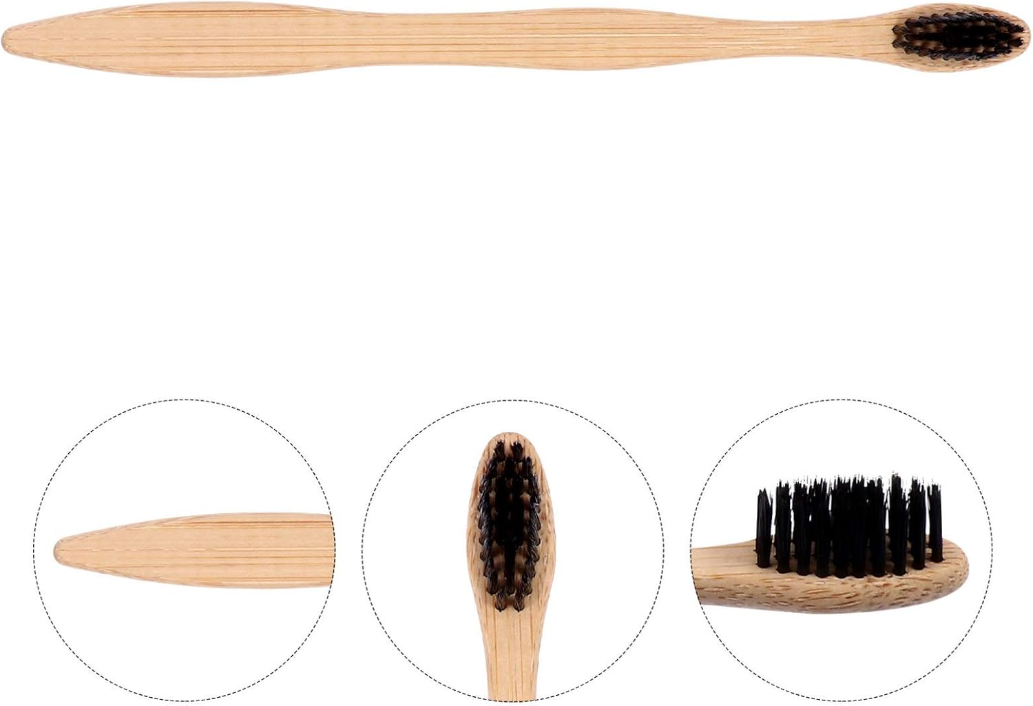 Healifty Juego de cepillo de dientes de bambú 6pcs Cepillo de dientes Cepillo de dientes Cerdas naturales ecológicas