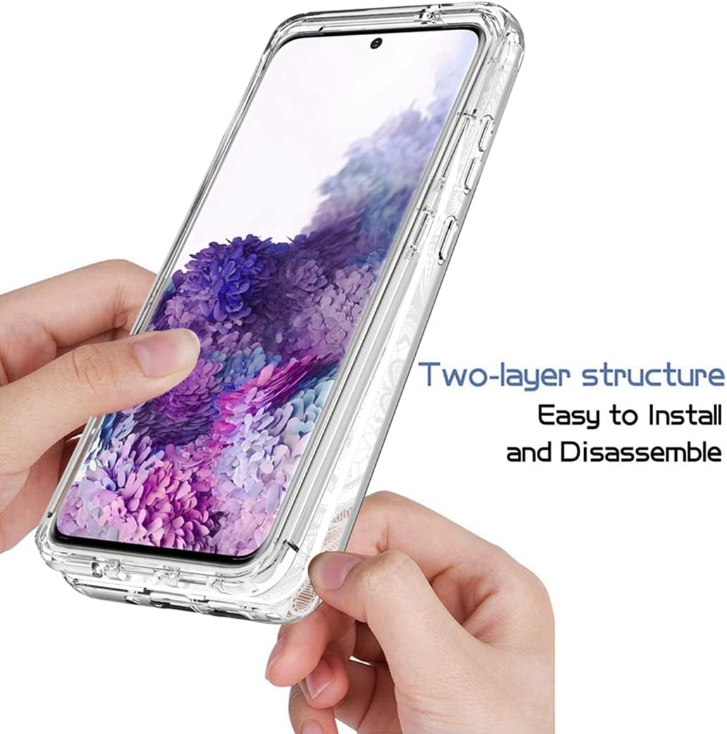 Tothedu Funda para Samsung Galaxy S20 5G, Samsung S20 SM-G981U con protector de pantalla de vidrio templado, bonito patrón de mandala transparente,