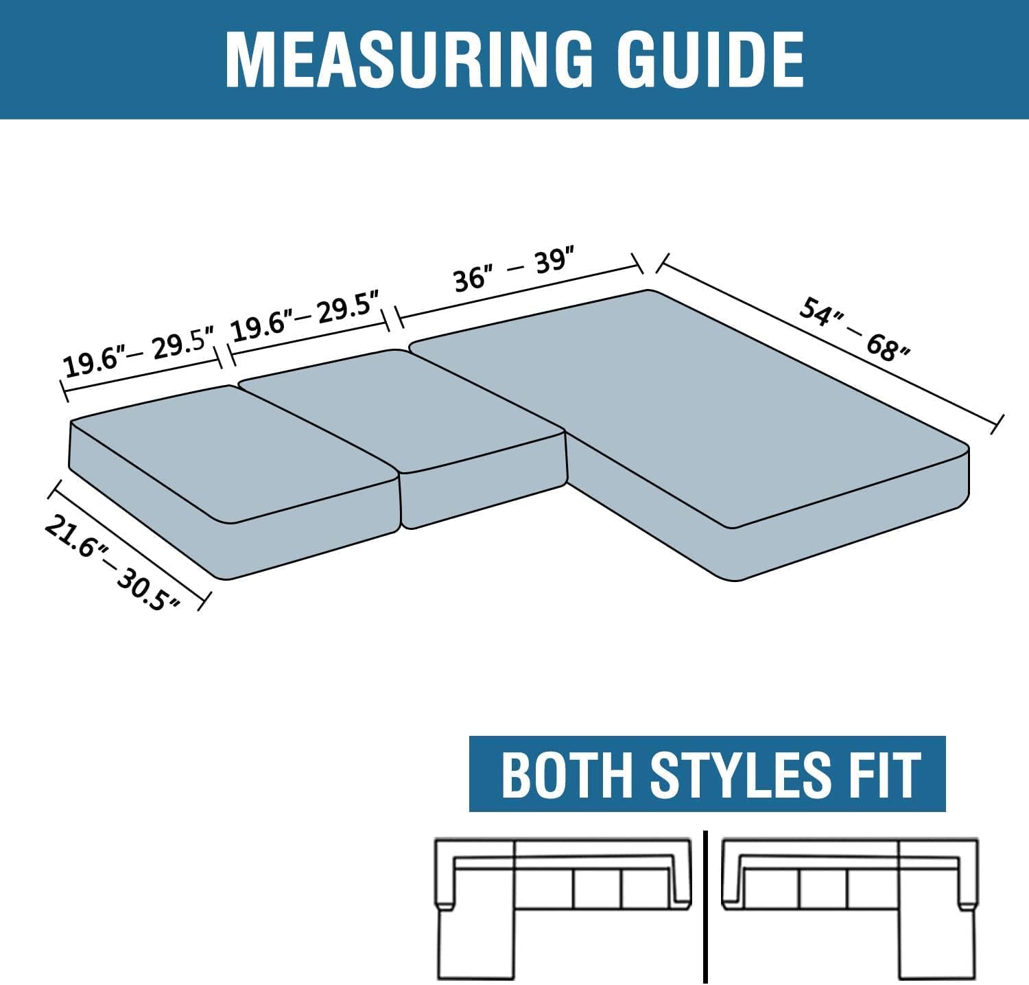 Fundas para sofá seccional, 3 piezas, fundas de cojín para sofá en forma de L, funda separada para sofá seccional izquierdo y derecho (2 plazas + 1