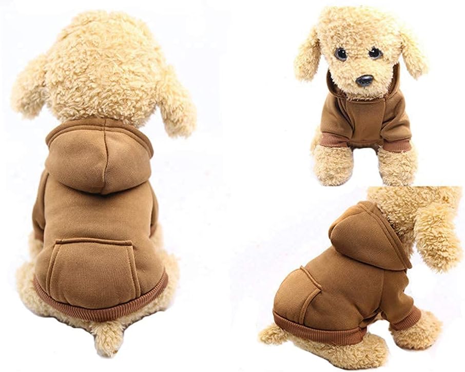 Jecikelon Sudadera con capucha para perro de invierno con bolsillos, ropa cálida para perros pequeños, abrigo de Chihuahua, ropa de cachorro y gato