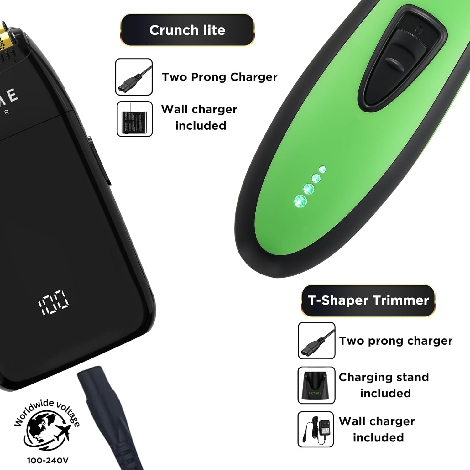Supreme Trimmer Kit de corte de pelo de peluquero  Recortadora de pelo y afeitadora de lámina profesional para hombres  DLC T-Shaper ST5215 Acid