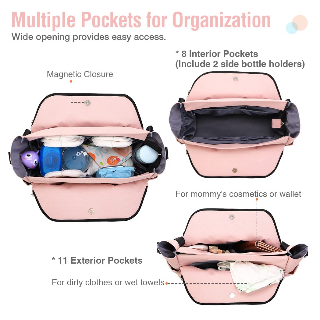 Lekebaby Bolsa de pañales para mamá y niñas, color rosa