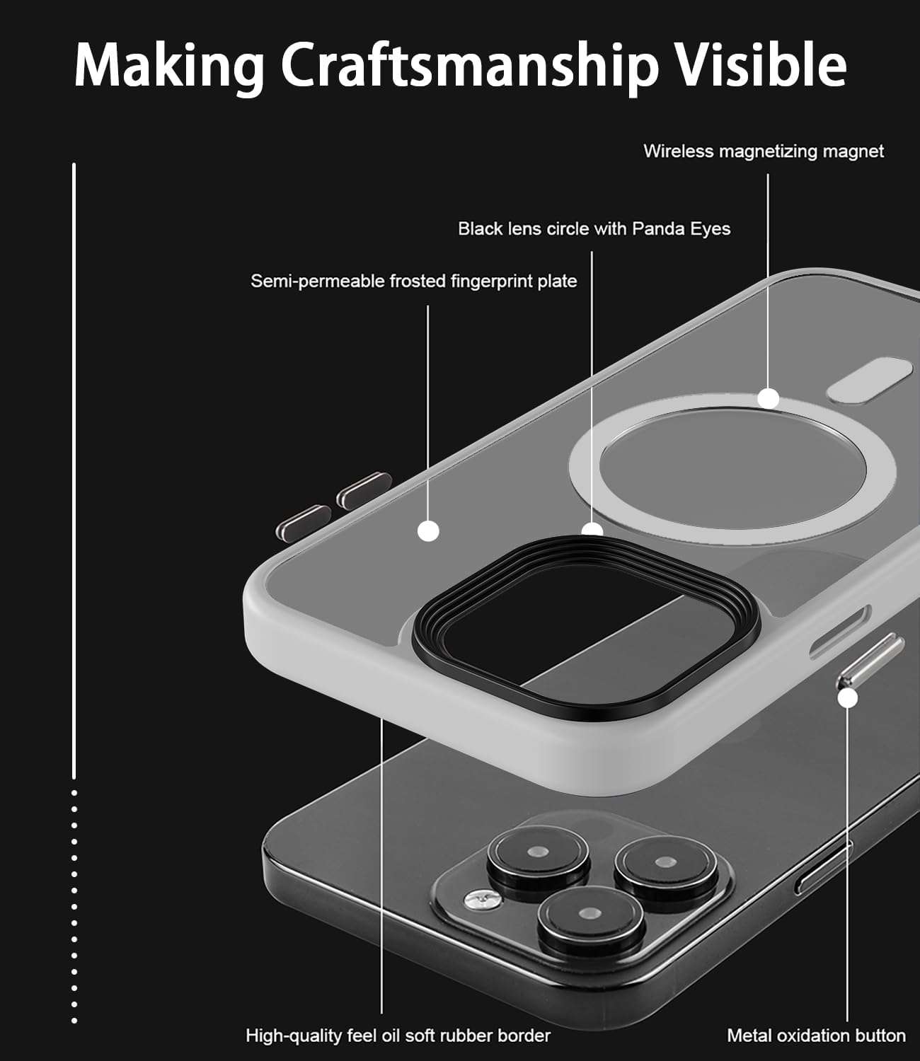RLXQG – Funda magnética diseñada para iPhone 15 Pro Max probada en caídas de grado militar compatible con MagSafe Funda translúcida mate para iPhone