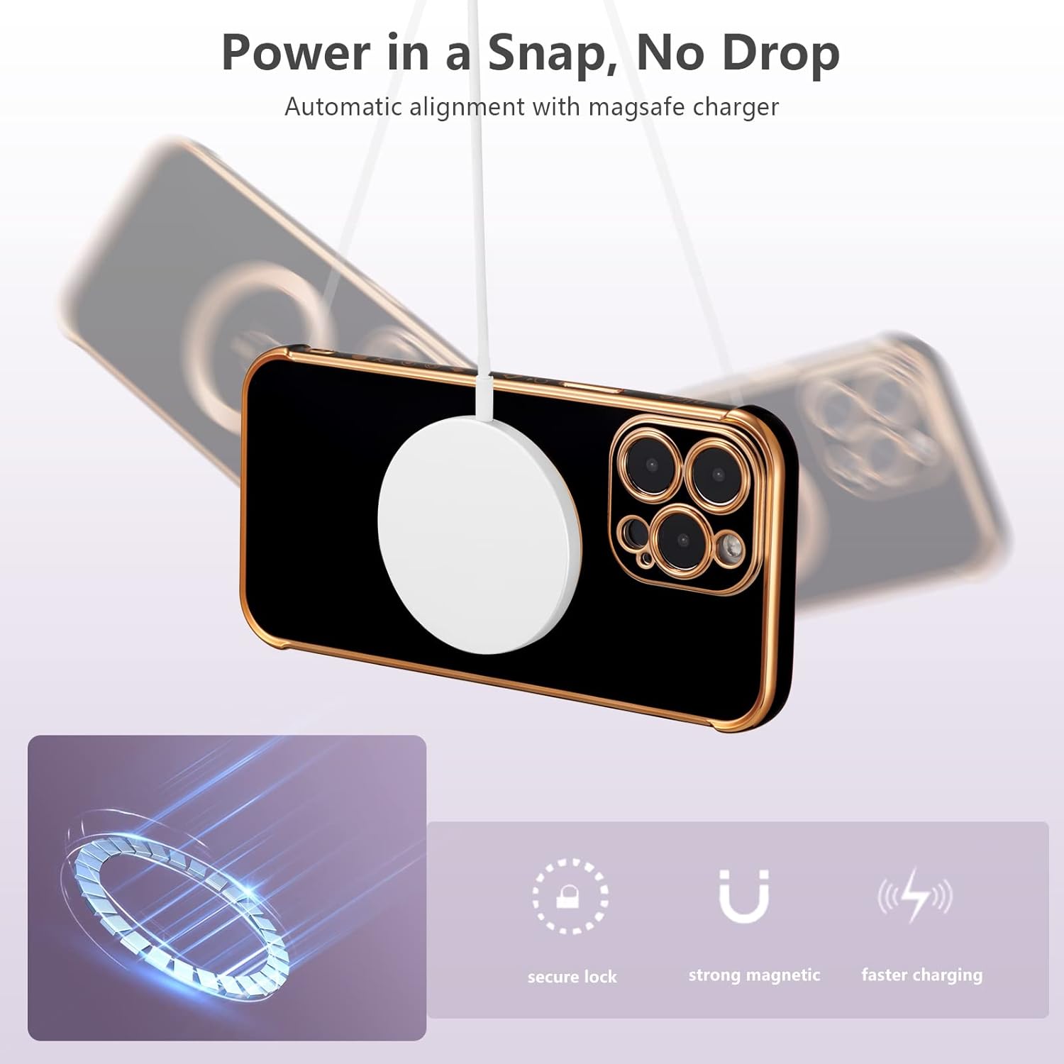 ZTOFERA Funda magnética para iPhone 14 Pro de 6.1 pulgadas compatible con MagSafe bonita funda con patrón de corazones de amor chapado con