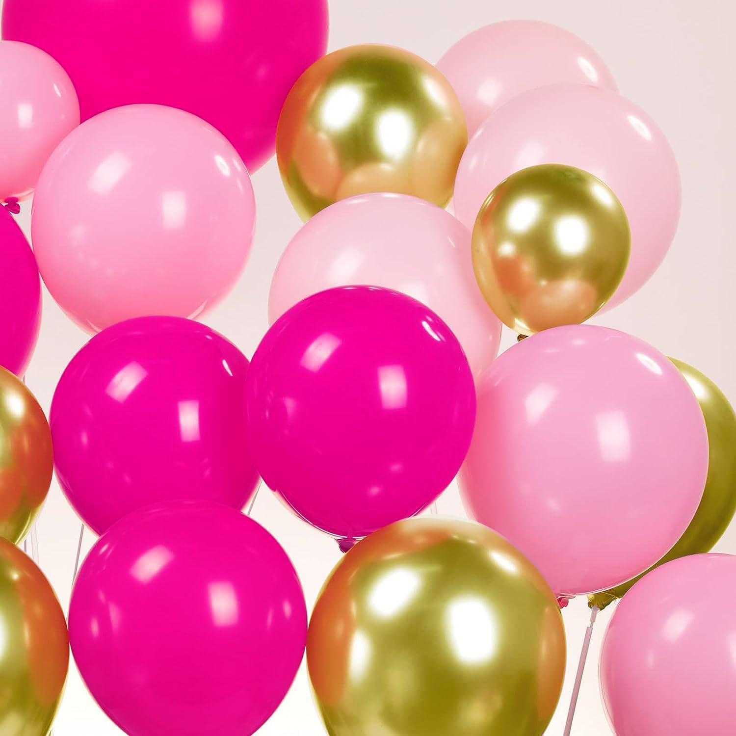 Kit de arco de guirnalda de globos rosas de 128 piezas con globo metálico dorado rosa intenso para fiesta temática de princesa, cumpleaños de niña