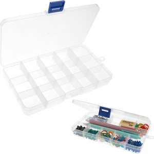 WLLHYF Caja organizadora de plástico transparente de 15 rejillas, caja de almacenamiento para manualidades, manualidades, joyería, aparejos de pesca WLLHYF Caja organizadora de plástico transparente de 15 rejillas, caja de almacenamiento para manualidades, manualidades, joyería, aparejos de pesca