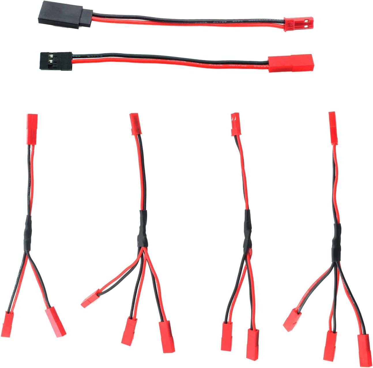 Maxmoral 6 unids JST Divisor de enchufe JST macho hembra Y Cable JST Y adaptador paralelo arnés JST a JR adaptador para ventilador de enfriamiento