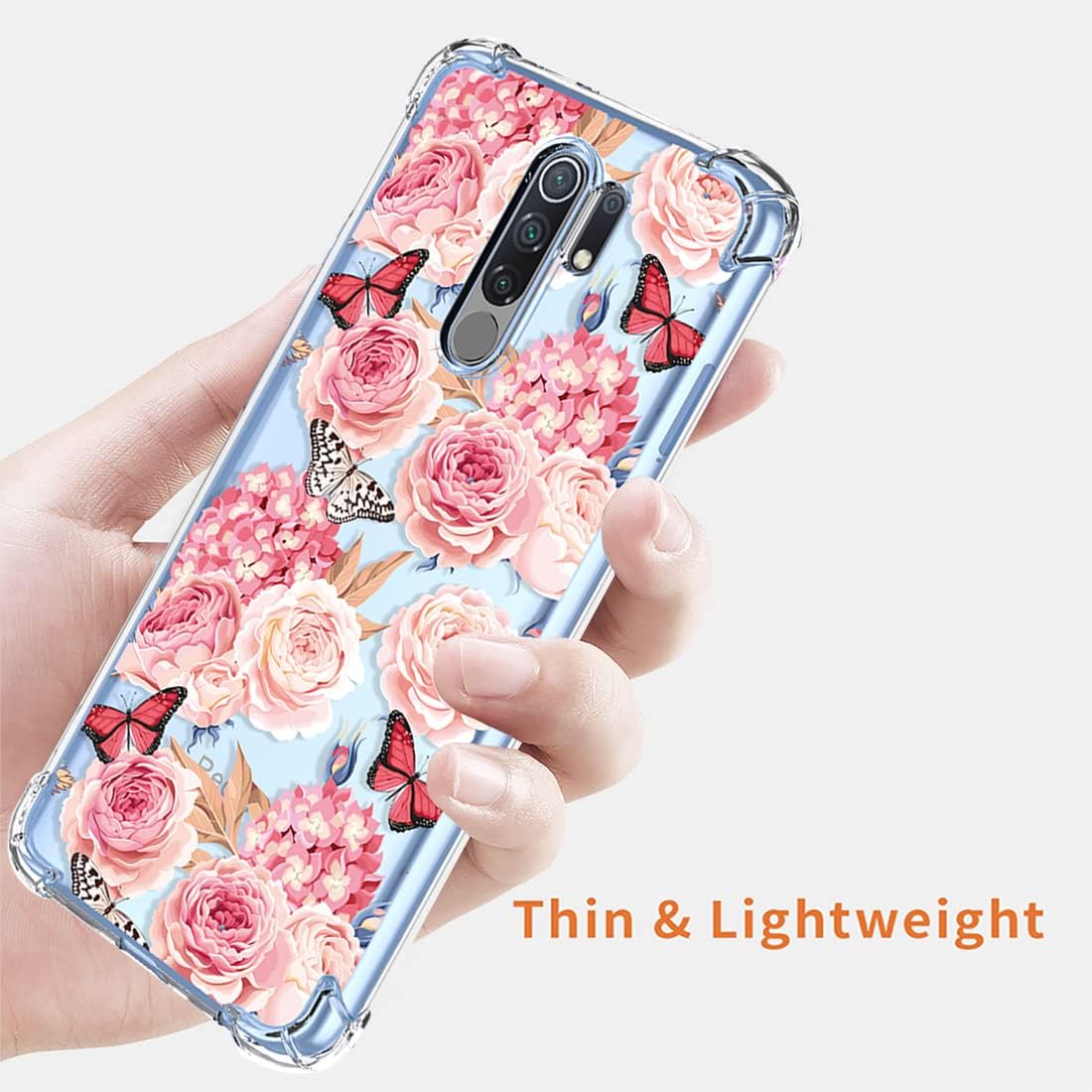 KOARWVC Funda para Redmi Note 8 Pro M1906G7I Funda transparente con diseño TPU suave absorción de golpes Slim Floral patrón protector contraportada