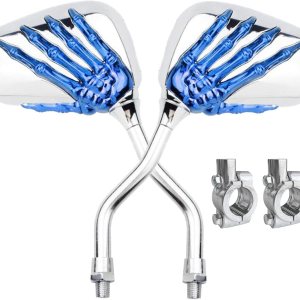 Par de distintivos espejos de bicicleta de mano con esqueleto de cráneo, espejo retrovisor lateral para manillar, soporte de montaje en espejo, Par de distintivos espejos de bicicleta de mano con esqueleto de cráneo, espejo retrovisor lateral para manillar, soporte de montaje en espejo,