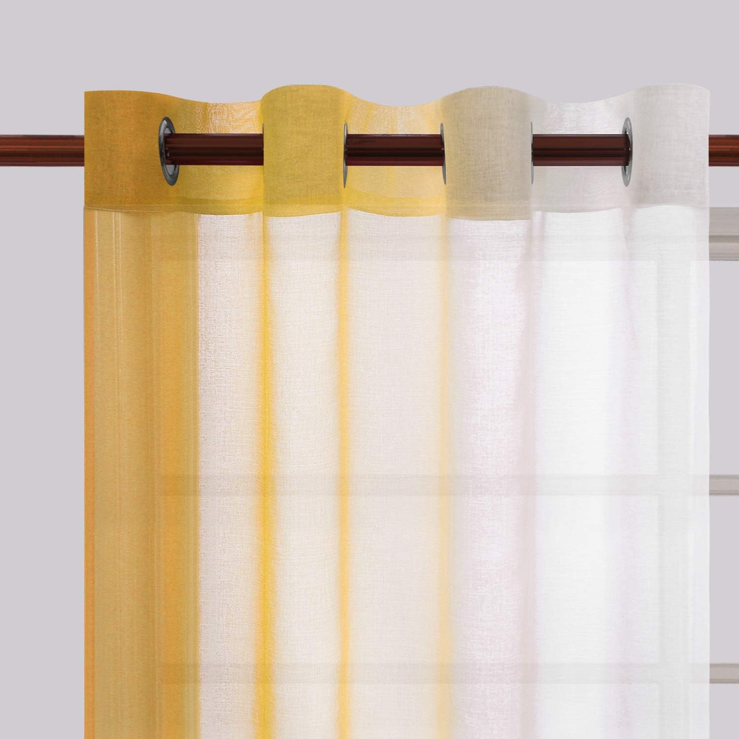 DWCN – Cortinas semitransparente estilo ombré con ojales en la parte superior para sala