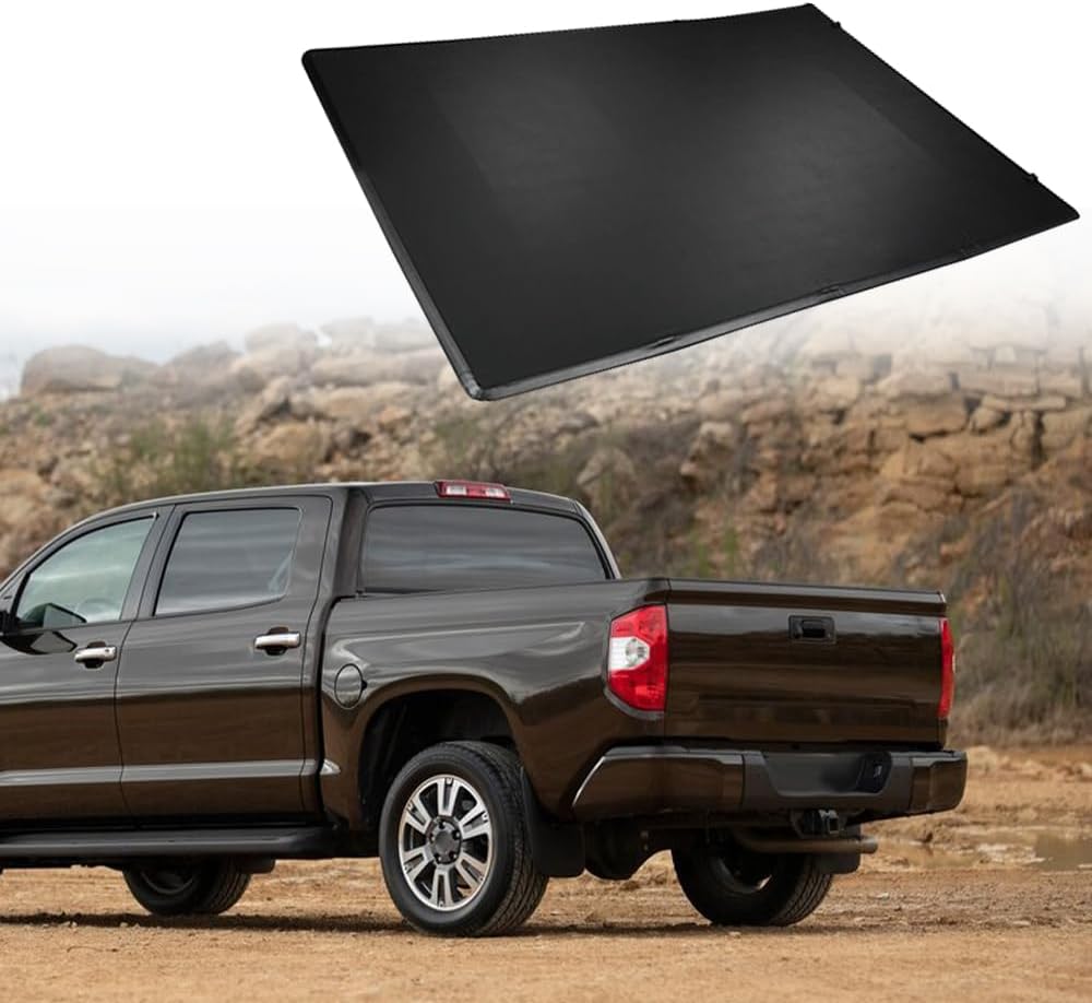 CHEDA Cubierta suave de 4 pliegues para caja de camioneta, compatible con Toyota Tundra 2014, 2015, 2016, 2017, 2018, 2019, 2020, 2021, Toyota