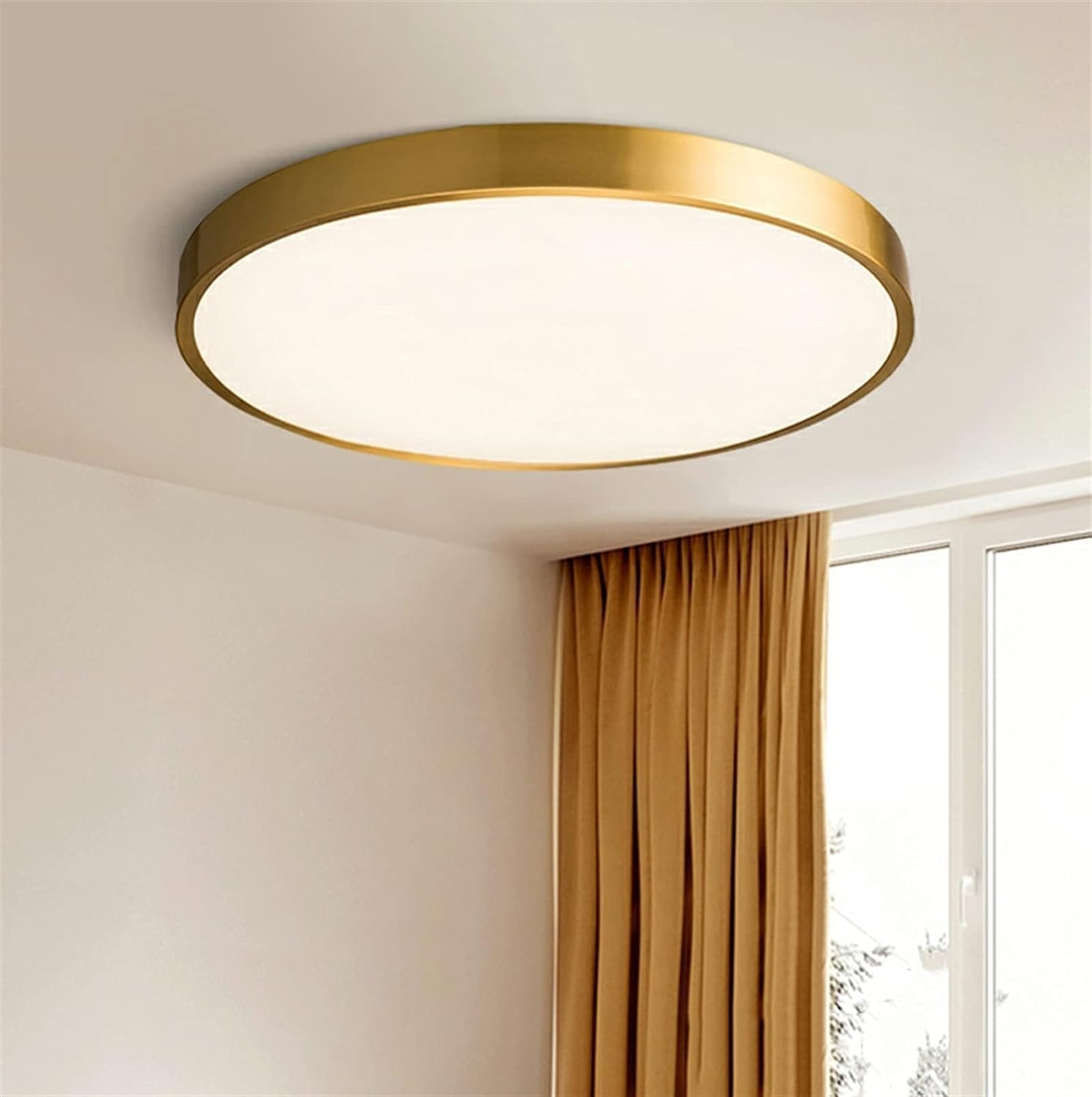 Lámpara de techo LED redonda de latón, lámpara LED con cuentas, ultra fina, para interiores, montaje empotrado, lámpara de techo compatible con