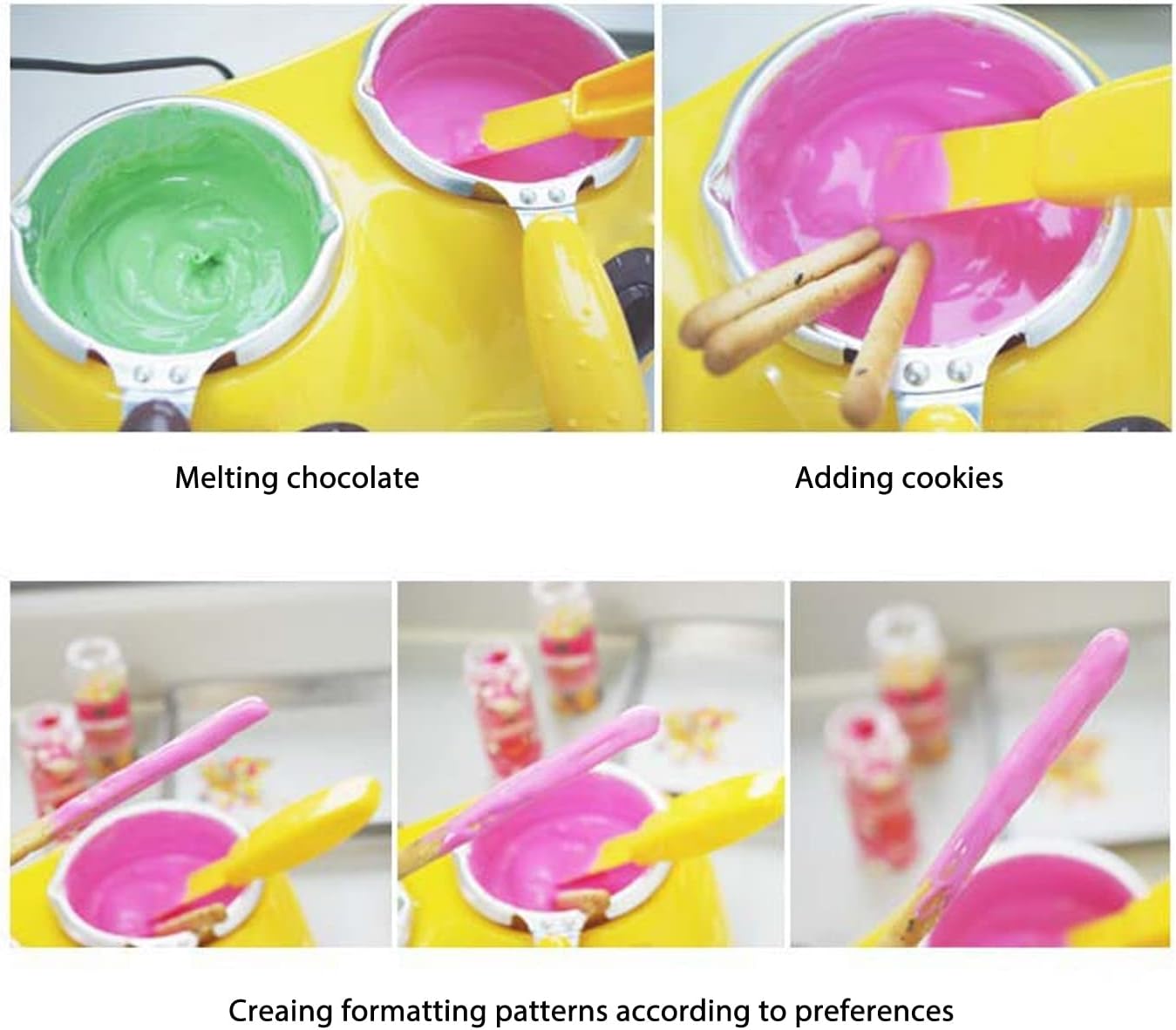 Olla para derretir chocolate, fondue de chocolate eléctrico portátil simple para mantequilla (rosa)
