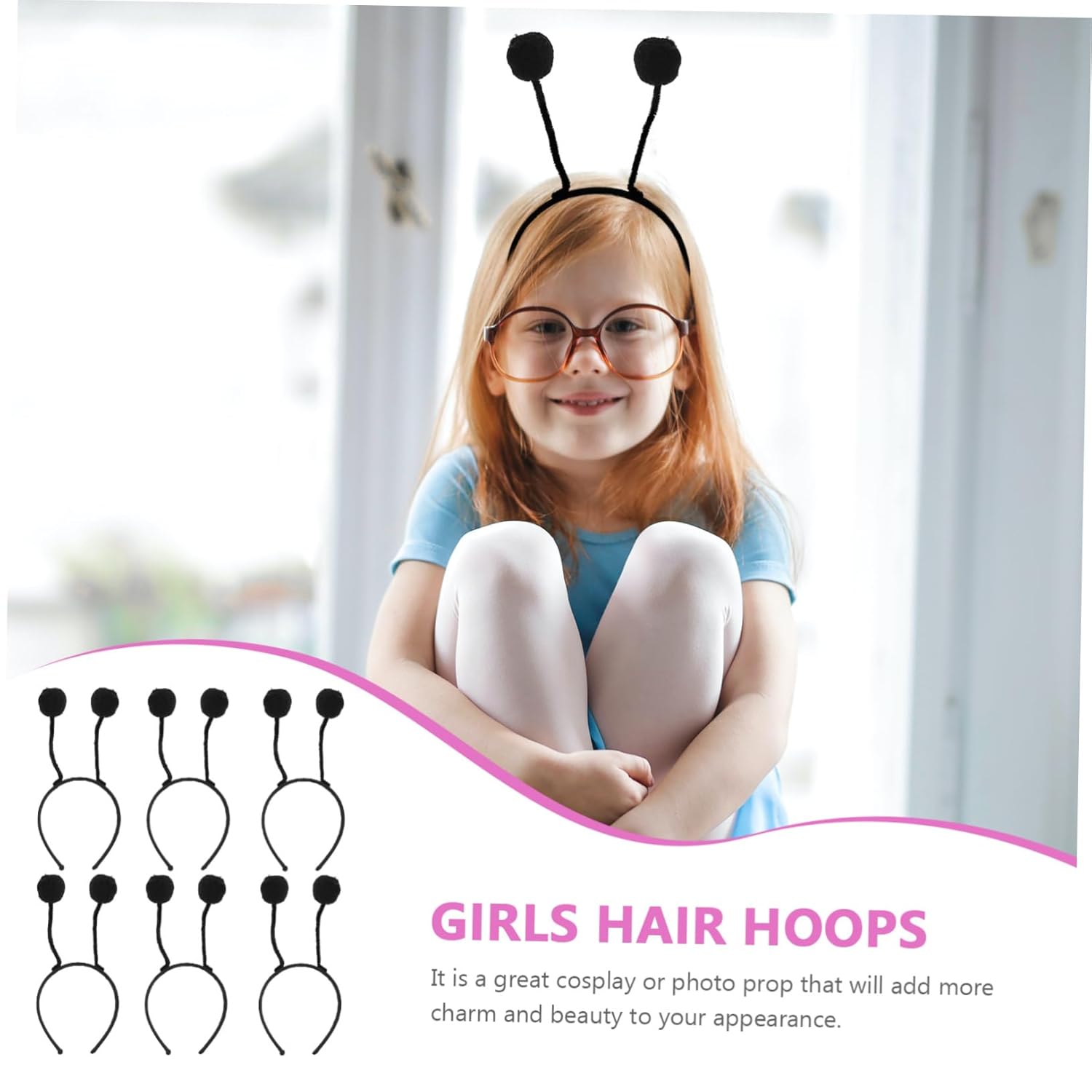 Beavorty 12 diademas de bola de pelo para accesorios para cabeza de antena, boppers abejas, accesorio de cosplay, aros de pelo para niñas, diadema