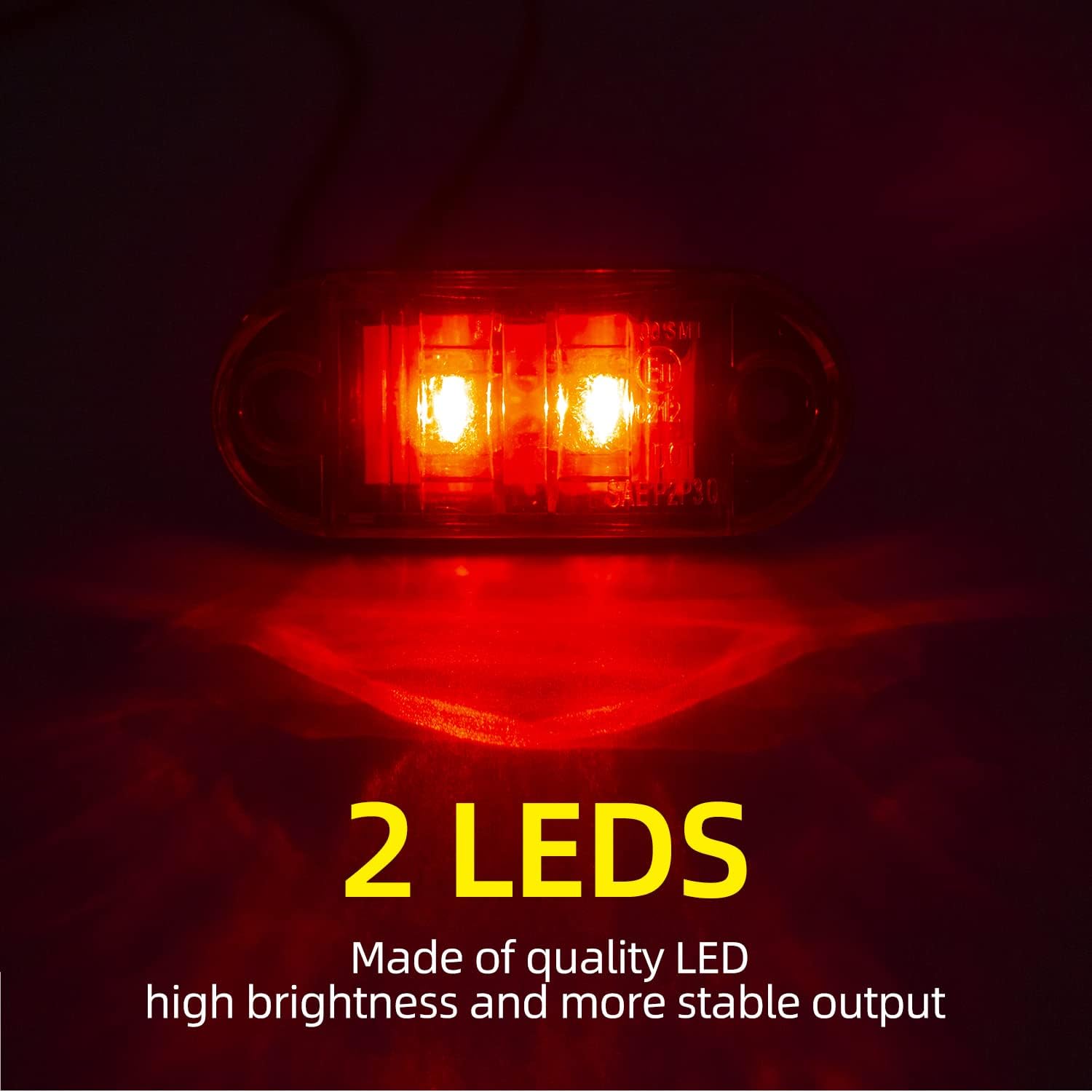(10 ámbar + 10 rojo) 2.5 pulgadas, 2 diodos, luces marcadoras de remolque, 2 luces LED de marcador lateral de remolque, luces ovaladas para