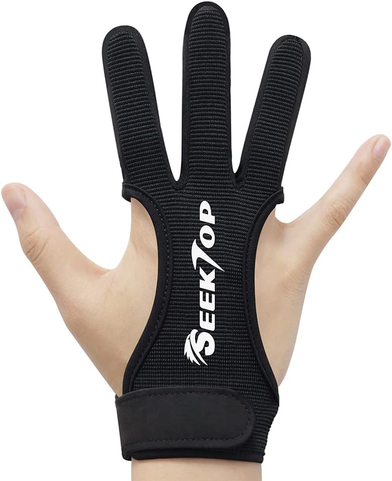 Guantes de tiro con arco para caza de cuero, protector de tres dedos para jóvenes y adultos principiantes