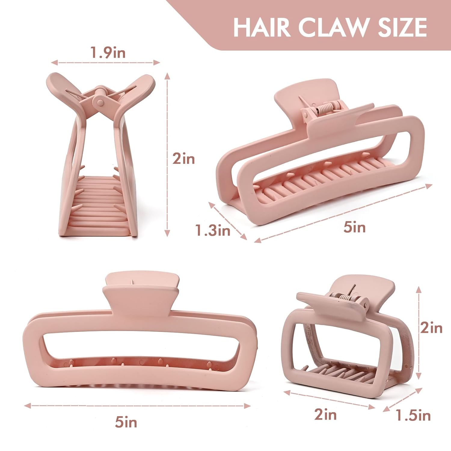 Paquete de 8 pinzas grandes para el cabello grueso, rizado, largo, cuadrado, de sujeción fuerte, pinzas de mandíbula mate, medianas, grandes, pinzas