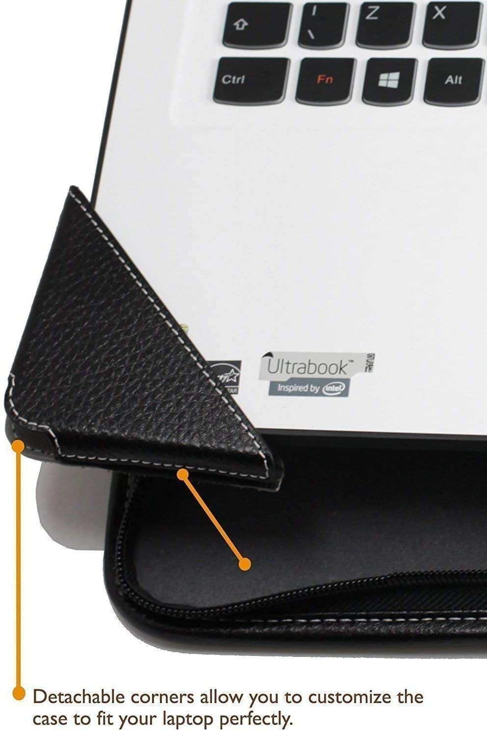 Broonel – Serie Contour – Funda protectora de piel negra resistente – Compatible con el portátil Acer Aspire 3 Spin  A3SP14-31PT de 14 pulgadas