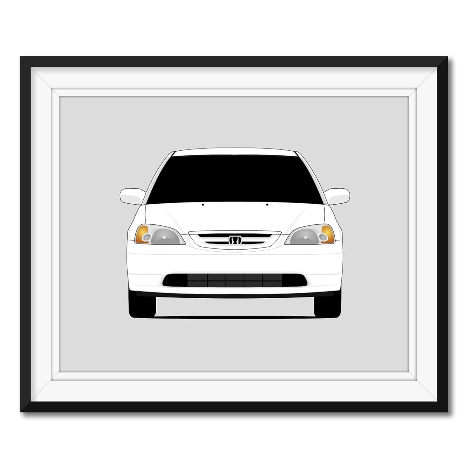 Honda Civic Coupe (2000-2005) 7th Generation Inspired Poster Print Wall Art Decor Handmade EX HX LX (EM EP ES EU) (Unframed)