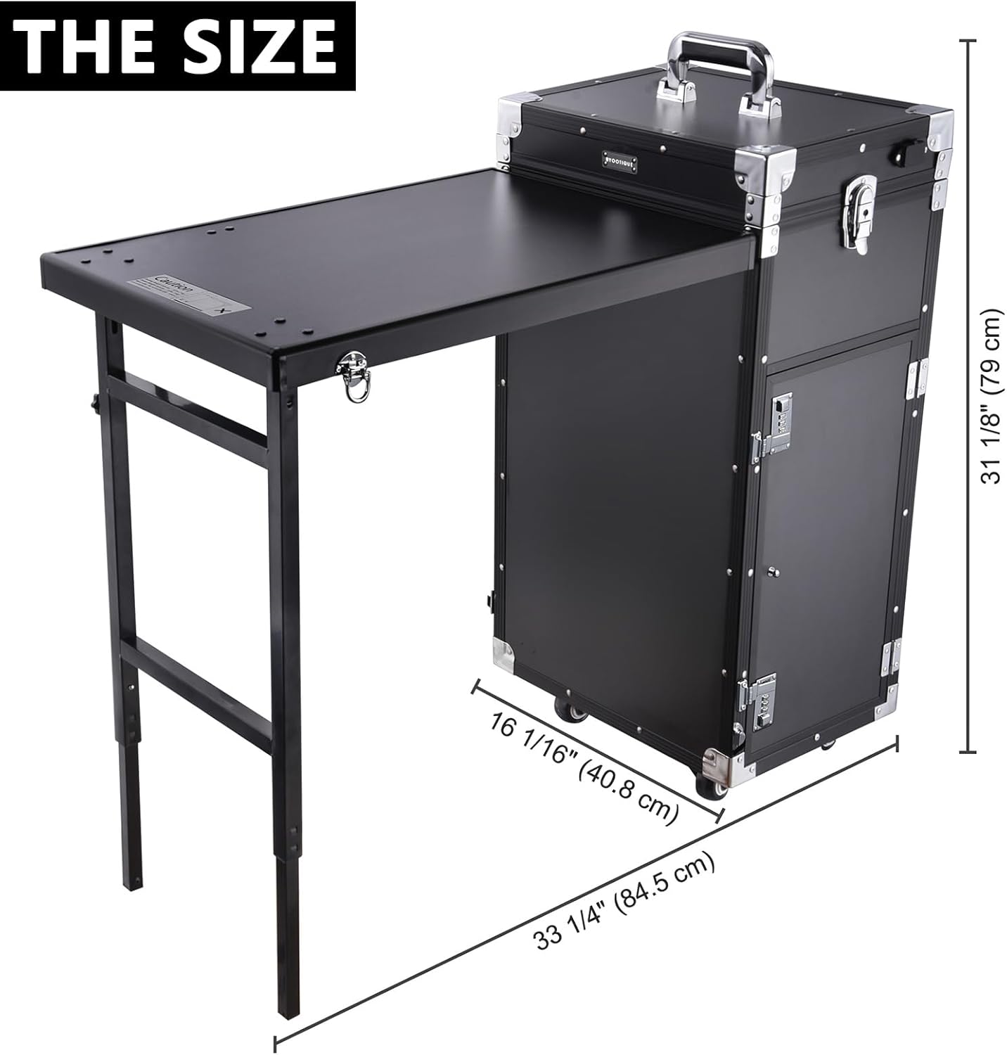 Mesa de manicura rodante, escritorio de uñas, estuche de tren de maquillaje, carrito de cosméticos de viaje para técnico, salón de maquillaje con 4
