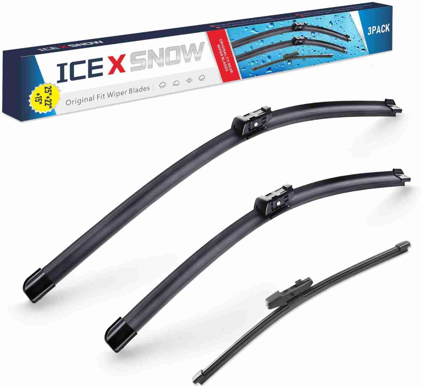 IceXsonw 3 limpiaparabrisas de 25 pulgadas, 22 pulgadas, 15 pulgadas, repuesto para VW Volkswagen Tiguan MK2 2018-2021 con bloqueo superior de
