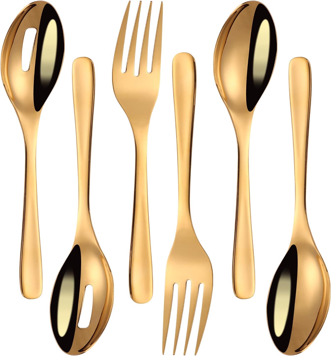 10 Inch Stainless Steel Catering Serving Utensils for Party Buffet Dinner Banquet Cooking Kitchen Basics,Including Serving Spoon x 2,Slotted Serving