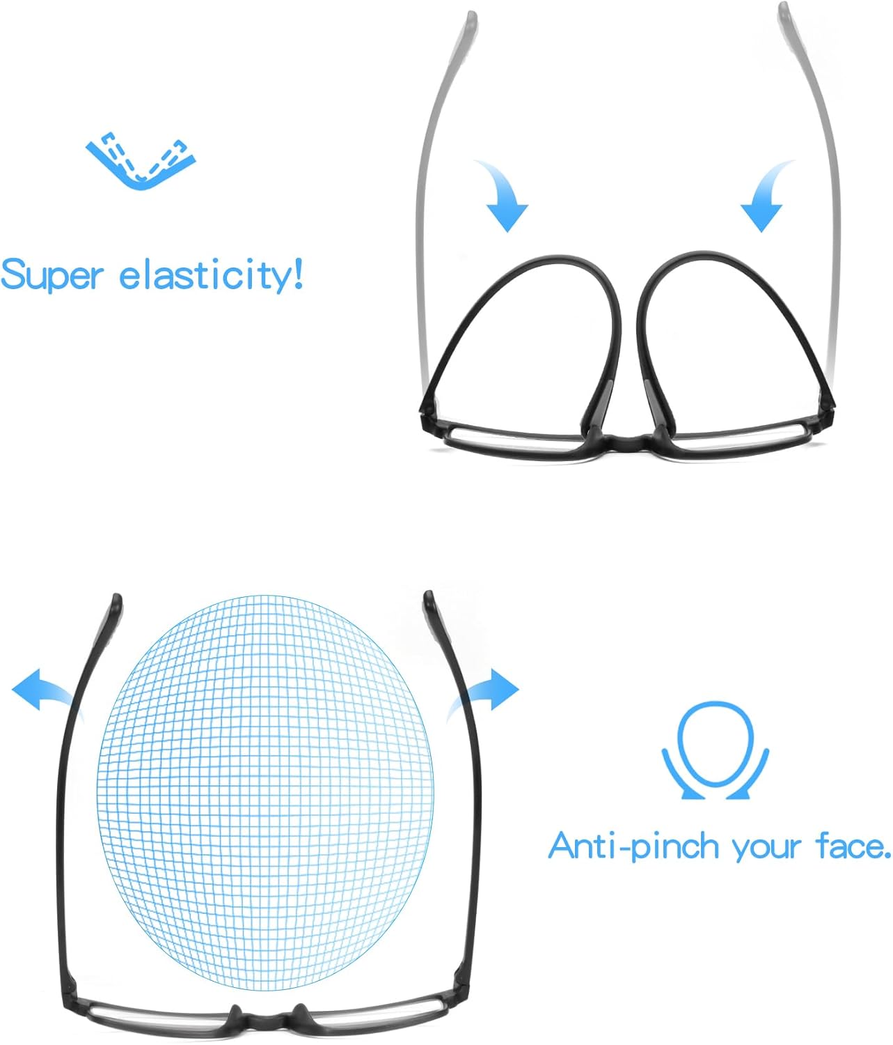 CARA - Paquete de 2 lentes de lectura multienfoque progresivo para hombres mujeres bloqueo de luz azul lector de computadora con bisagras de resorte - Imagen 7
