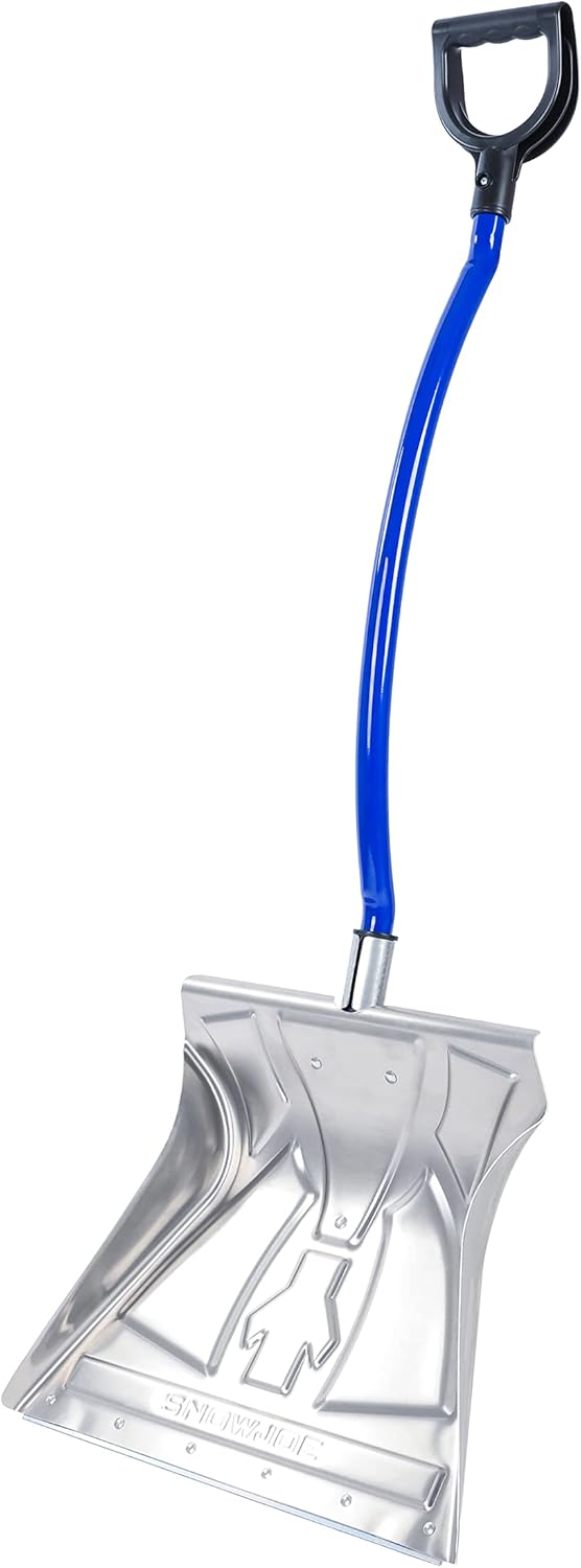 Snow Joe SNJ20A-ERG – Pala de nieve ergonómica de aluminio resistente con tira de desgaste de acero y mango de agarre en D
