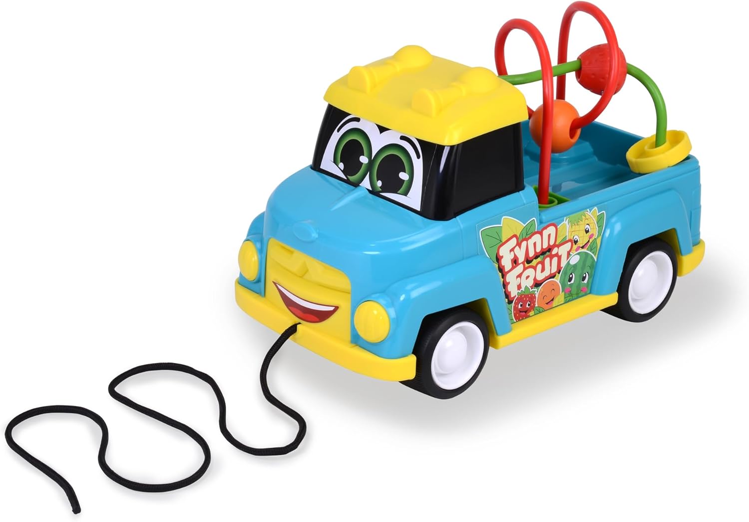 Dickie Toys ABC – Toy Car Fynn Fruit (25 cm) – Pull Toy with Motor Skills Bow, Horn and Cord, Baby Toy from 1 Year (12 Months)