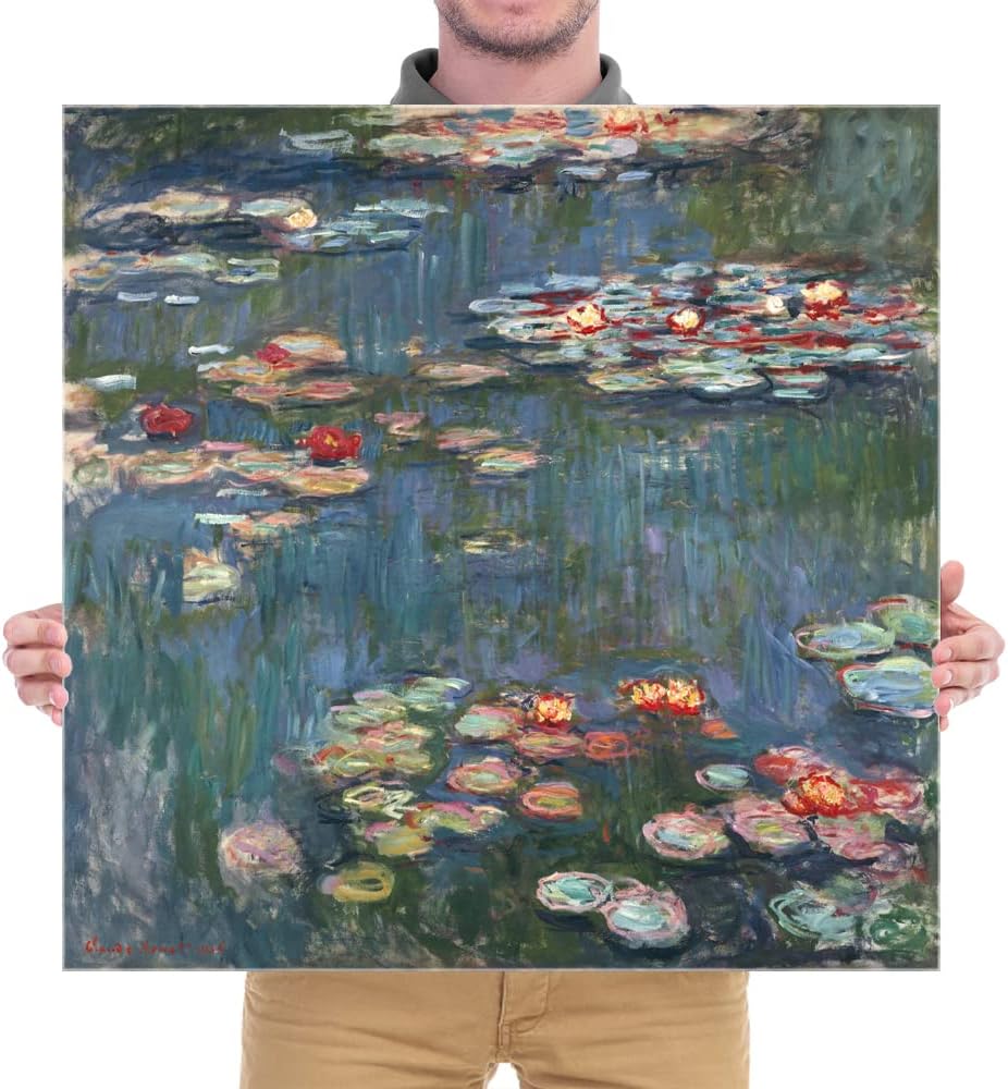 Wieco Art Lienzo envuelto en galería de lirios de agua 1916 por Claude Monet famosas pinturas al óleo, obra de arte sobre lienzo, arte de pared para