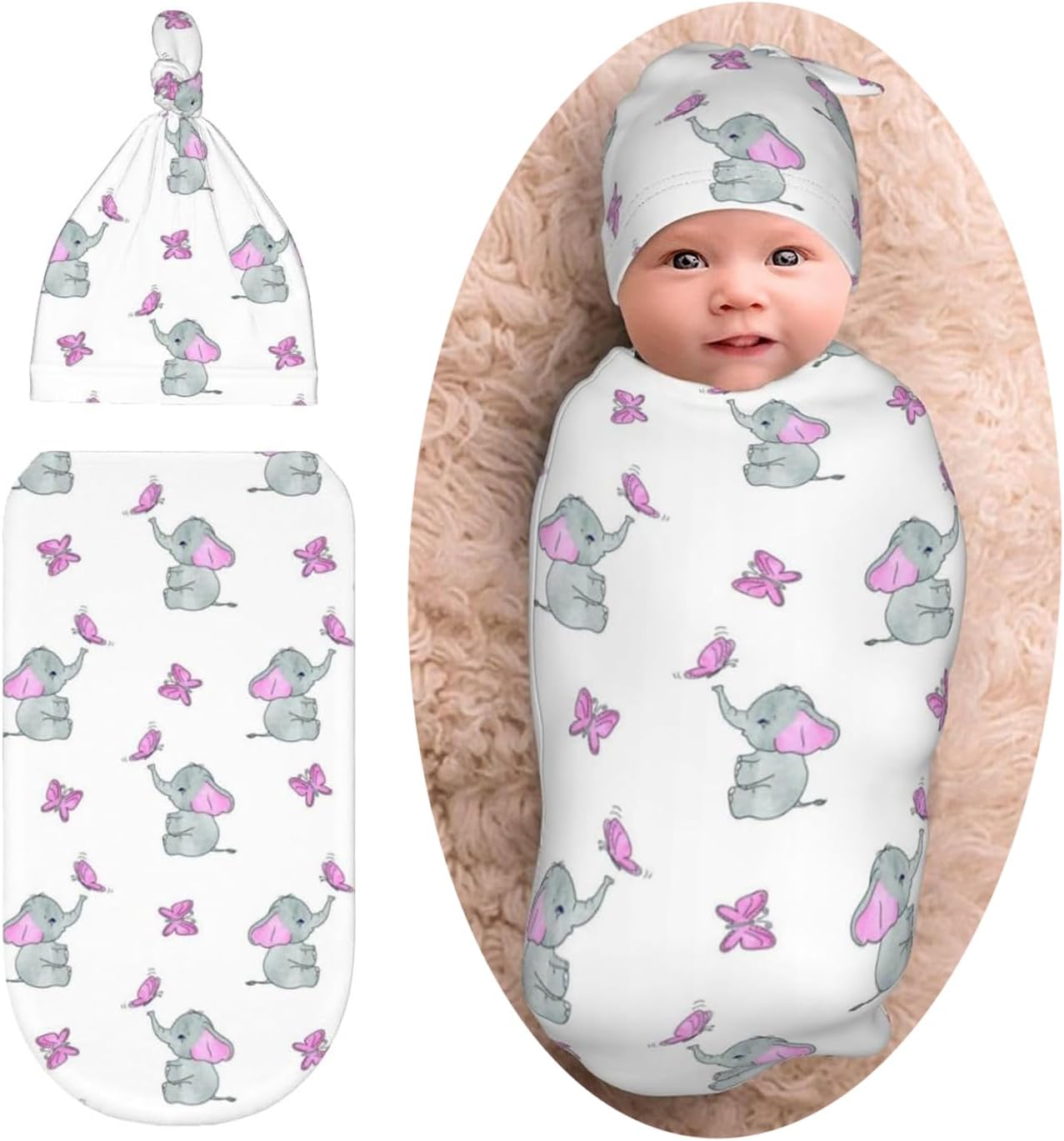 WELBB Dog Paws – Manta para bebé recién nacido, con gorro, manta elástica personalizada para recibir, artículos esenciales para recién nacidos, para