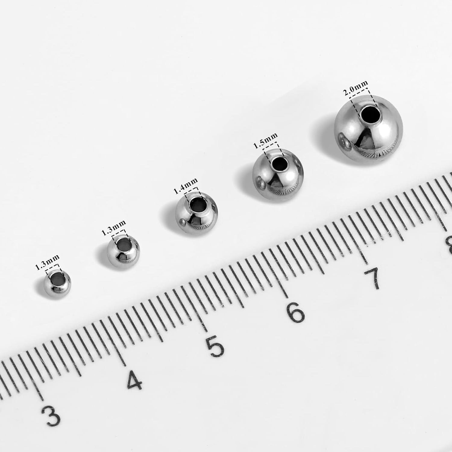 Cuentas de acero inoxidable a granel 0.197 in300PCS Cuentas espaciadoras de metal redondas a granel para fabricación de joyas