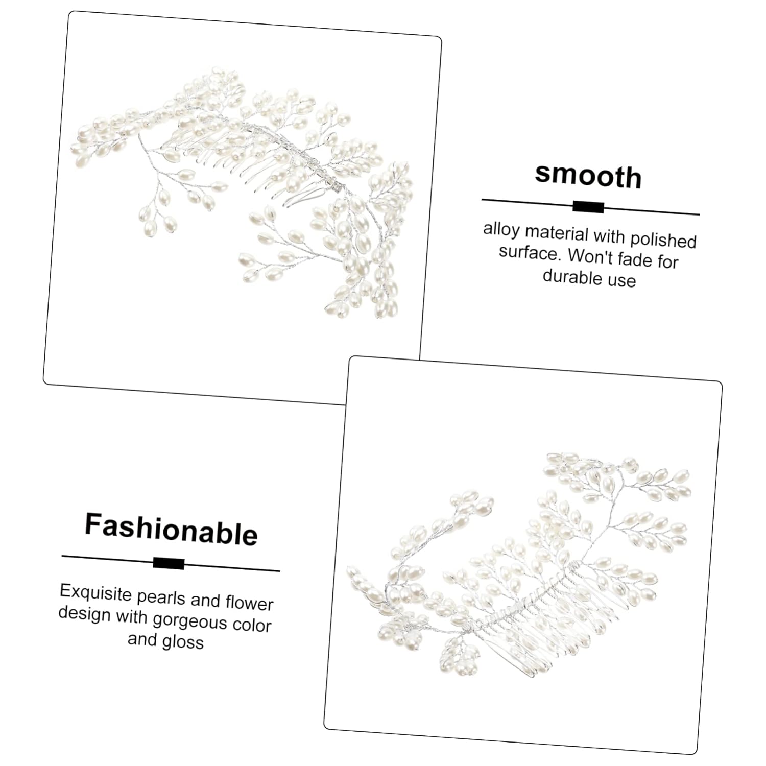 FRCOLOR Tocado de novia para boda, accesorios para el cabello blanco, accesorios para el cabello de perlas, accesorios para el cabello de boda,