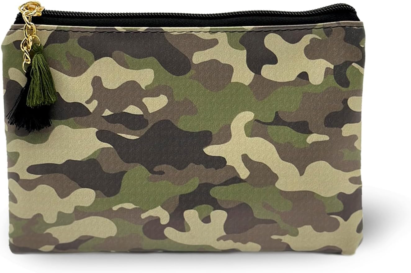 Bonita bolsa de cosméticos pequeña para mujeres y niñas, de piel sintética, pequeña bolsa de aseo de viaje, organizador de accesorios con borla de