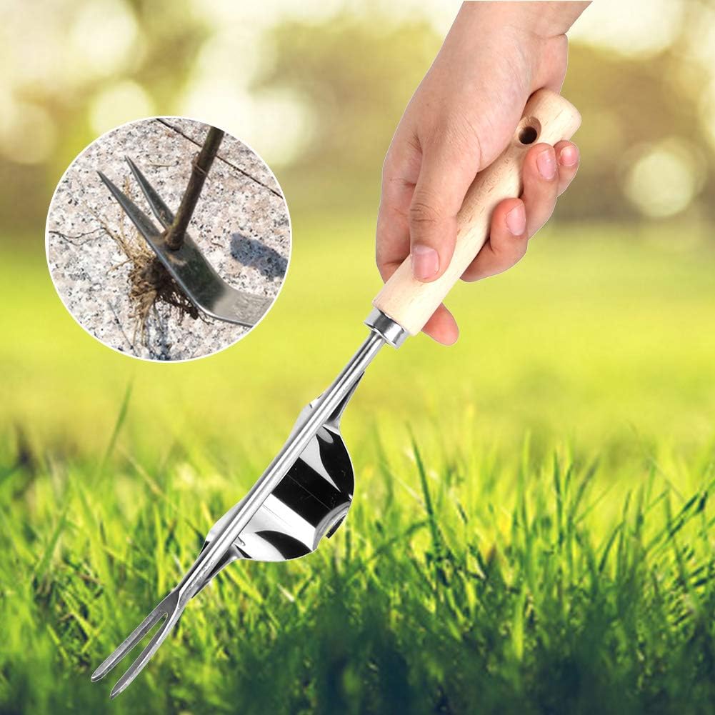 Fydun Herramienta de deshierbe portátil de acero inoxidable para jardín, herramienta de extracción para raíz de cardo portátil de acero inoxidable