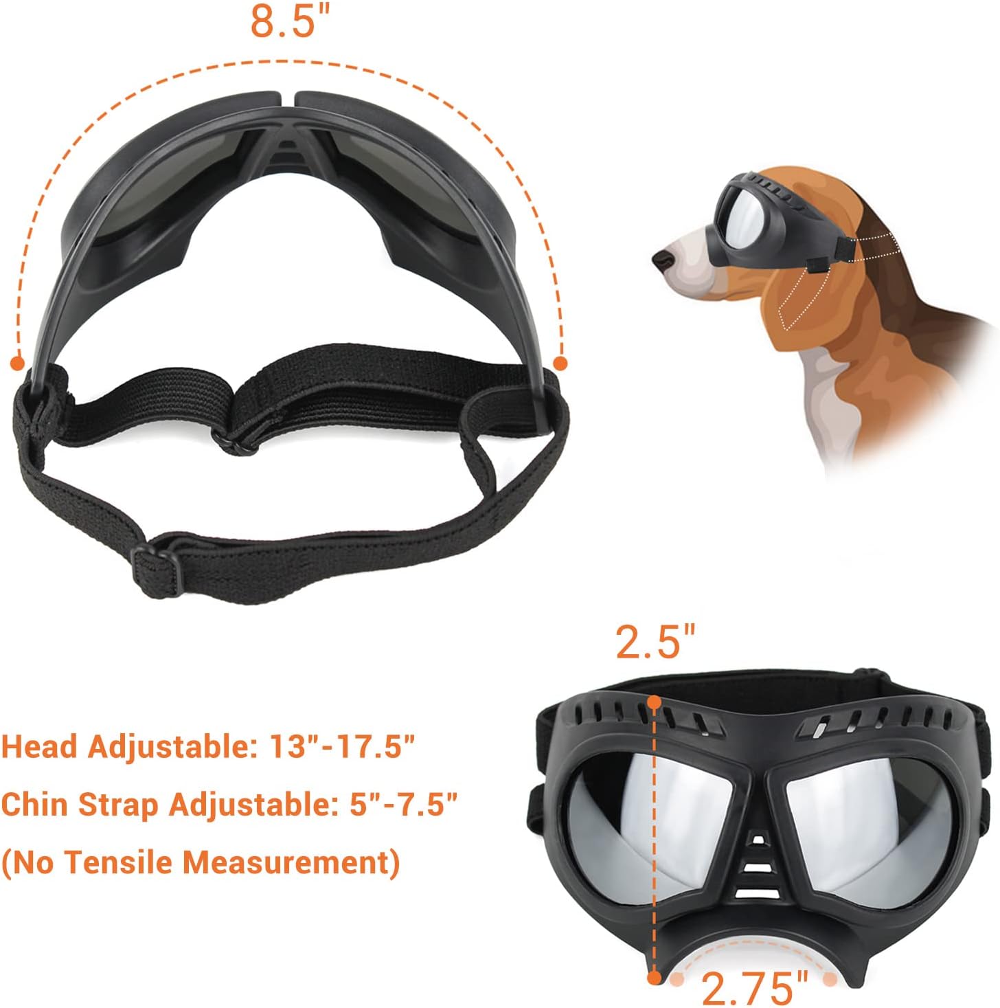 PETLESO Gafas de sol para perros de raza media, lentes de sol para perros medianos y cachorros, protección UV, para conducir perros, senderismo,