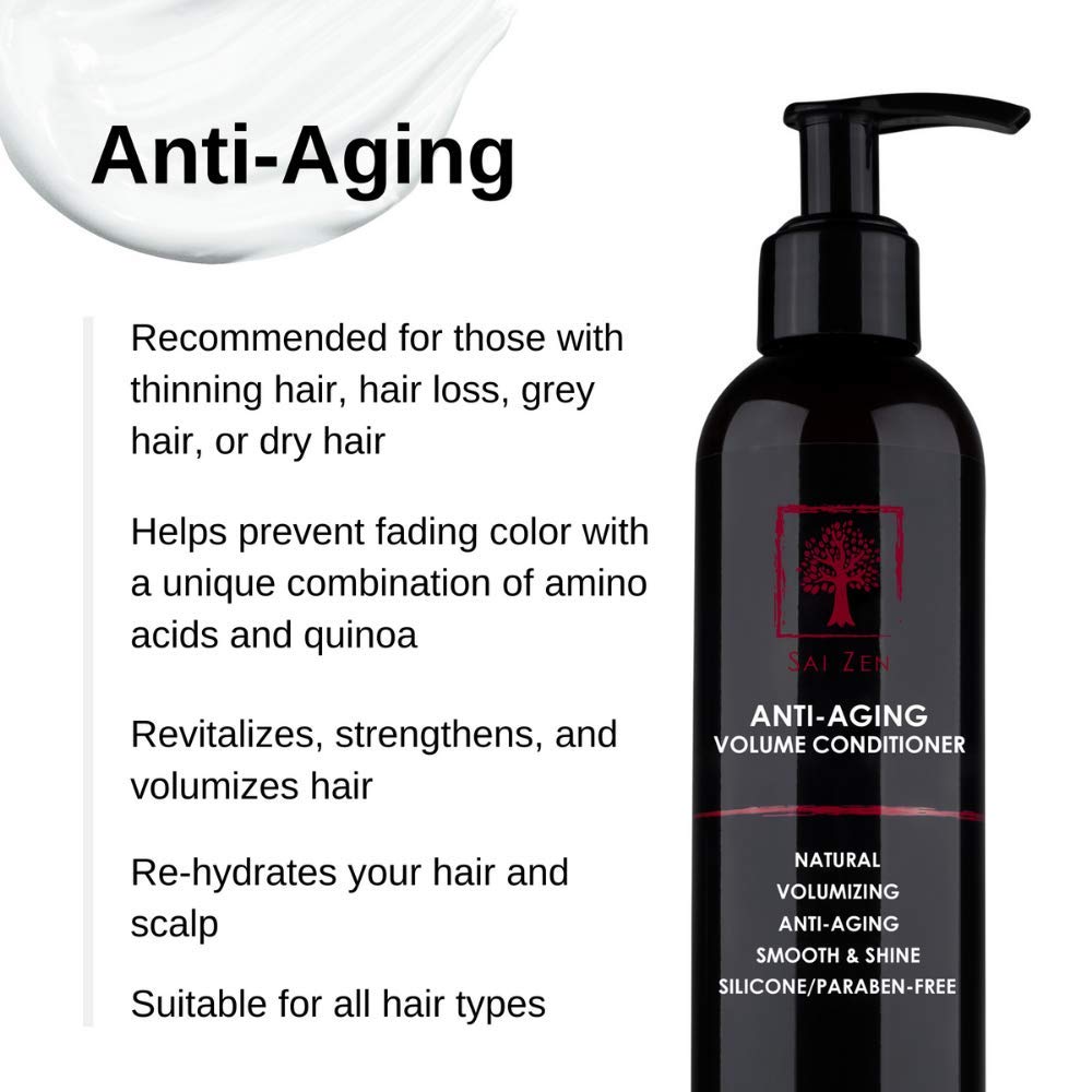 Sai Zen Acondicionador de volumen antienvejecimiento  Fórmula antiadelgazante y voluminizadora  Fabricado en Estados Unidos  Sin sulfatos y