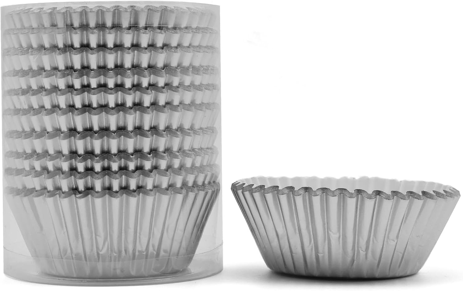200 piezas de papel de aluminio plateado Cupcake Liners estándar tazas para hornear muffins cajas de papel