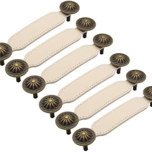 6 manijas de cuero blanco vintage para cajón, para maleta, armario, gabinete de vino, caja de madera, herrajes para muebles 6 manijas de cuero blanco vintage para cajón, para maleta, armario, gabinete de vino, caja de madera, herrajes para muebles