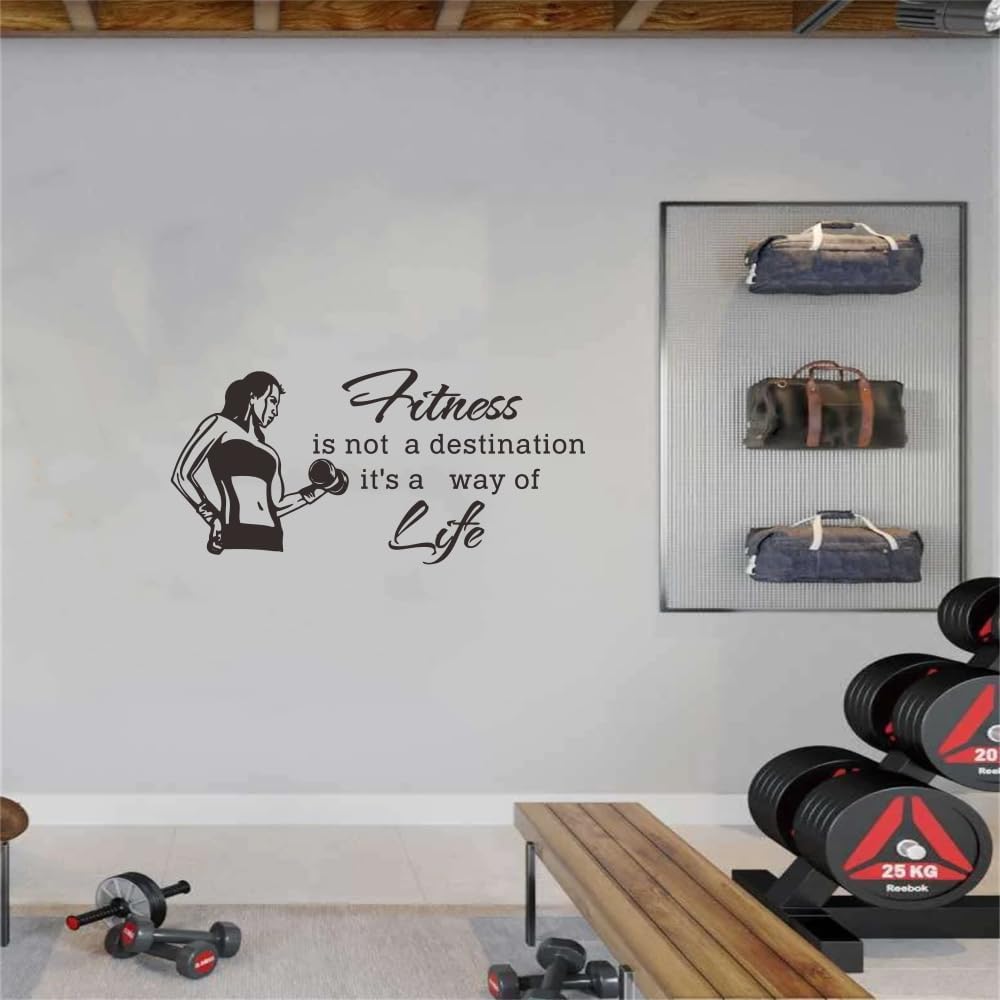 Calcomanía de pared de fitness, calcomanía de vinilo para levantamiento de pesas para mujer para gimnasio y decoración del hogar, diseño único