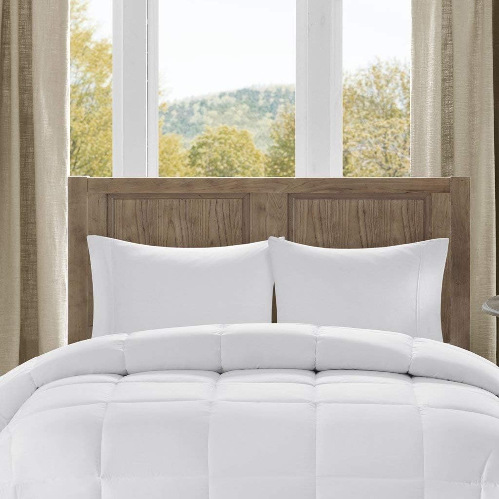 Madison Park Winfield – Edredón alternativo de plumón de 300 hilos, tamaño matrimonialqueen, color blanco