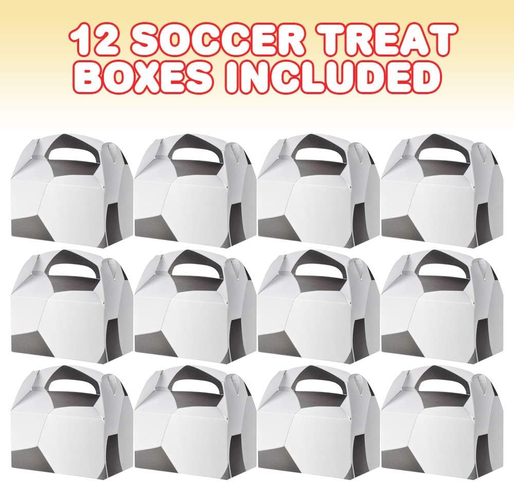 ArtCreativity Cajas de golosinas de fútbol para dulces, galletas y recuerdos de fiesta temática deportiva, paquete de 12 cajas de galletas, bonitas