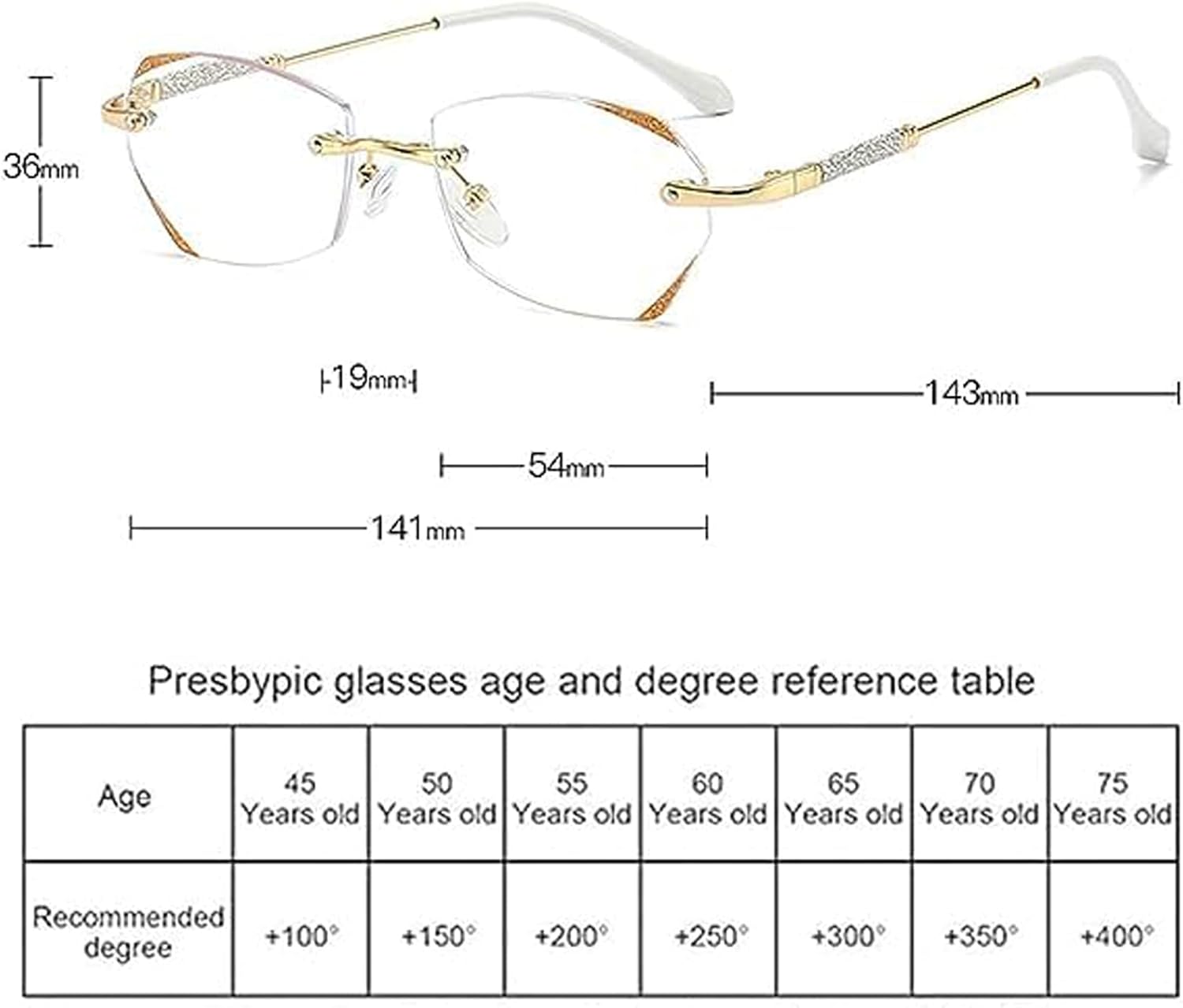 YAMIELO Glassesify – Gafas de lectura para mujer, sin montura de diamante, antiluz azul, ligeras