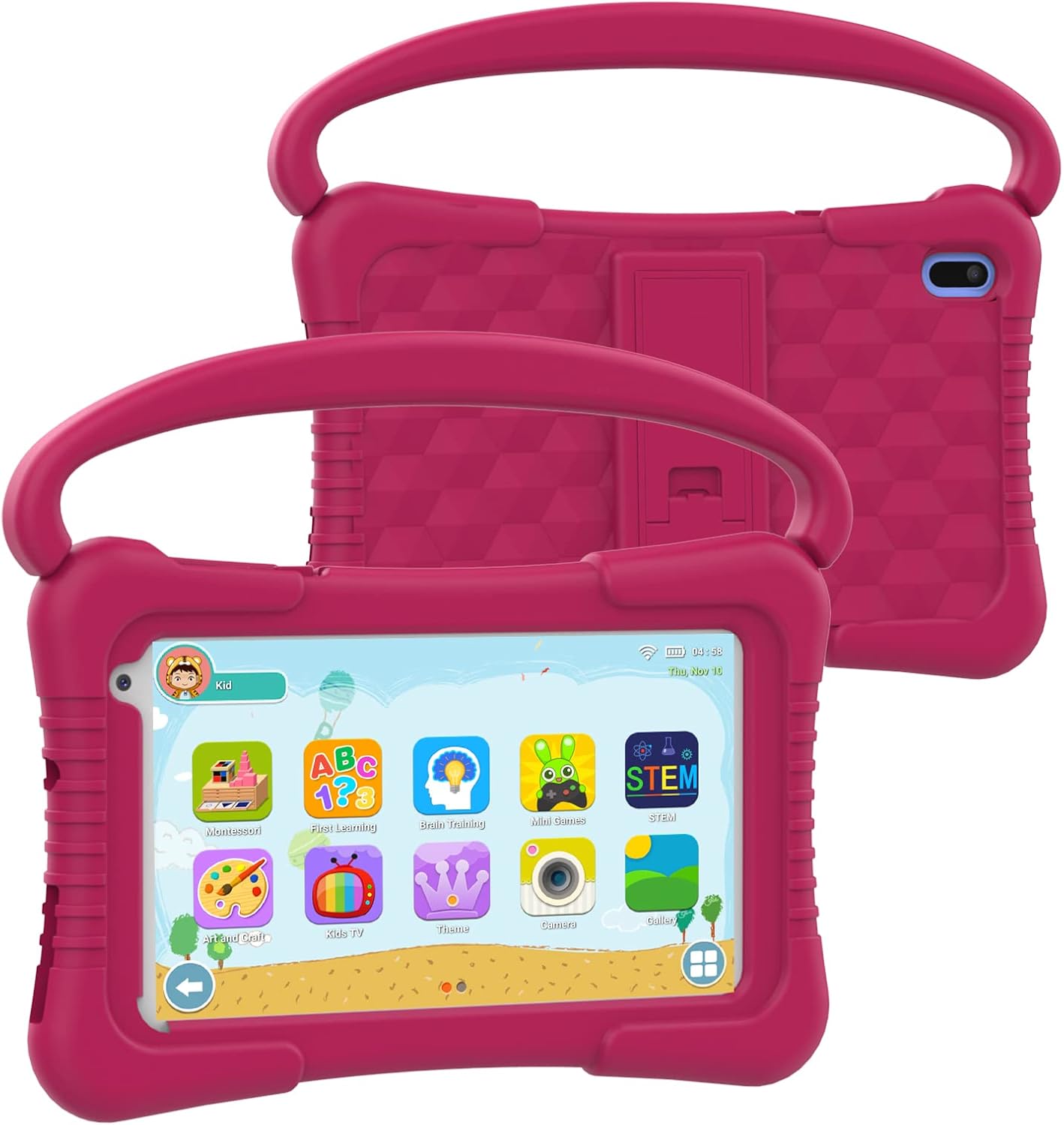 Tableta para niños de 7 pulgadas para niños con WiFi, doble cámara, tableta para niños pequeños de 32 GB, Android 11 con control parental, a prueba