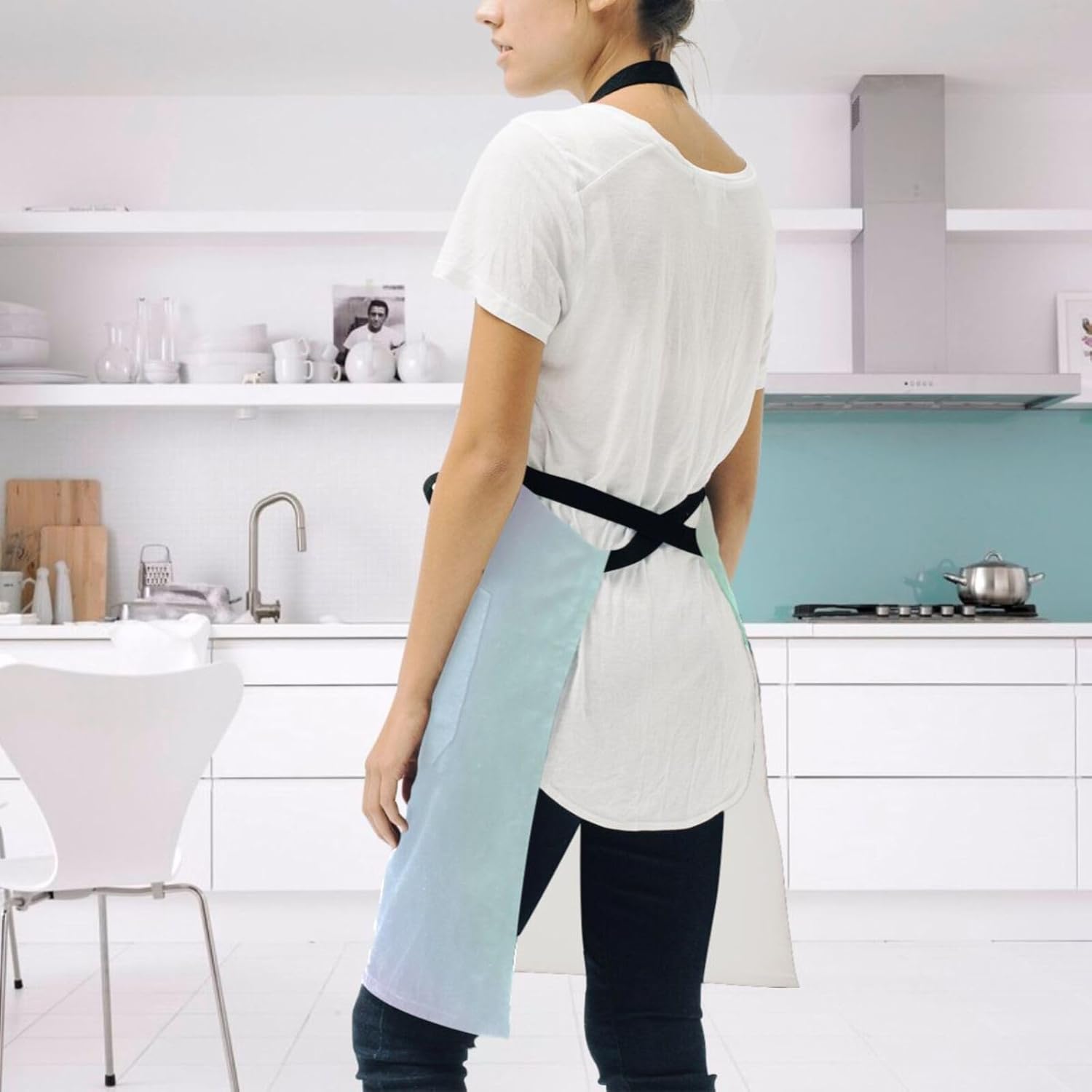 RPLIFE Delantal corto con purpurina rosa y morado con bolsillos, baberos para barbacoa, delantal de cocina para mujer, impermeable, accesorios de