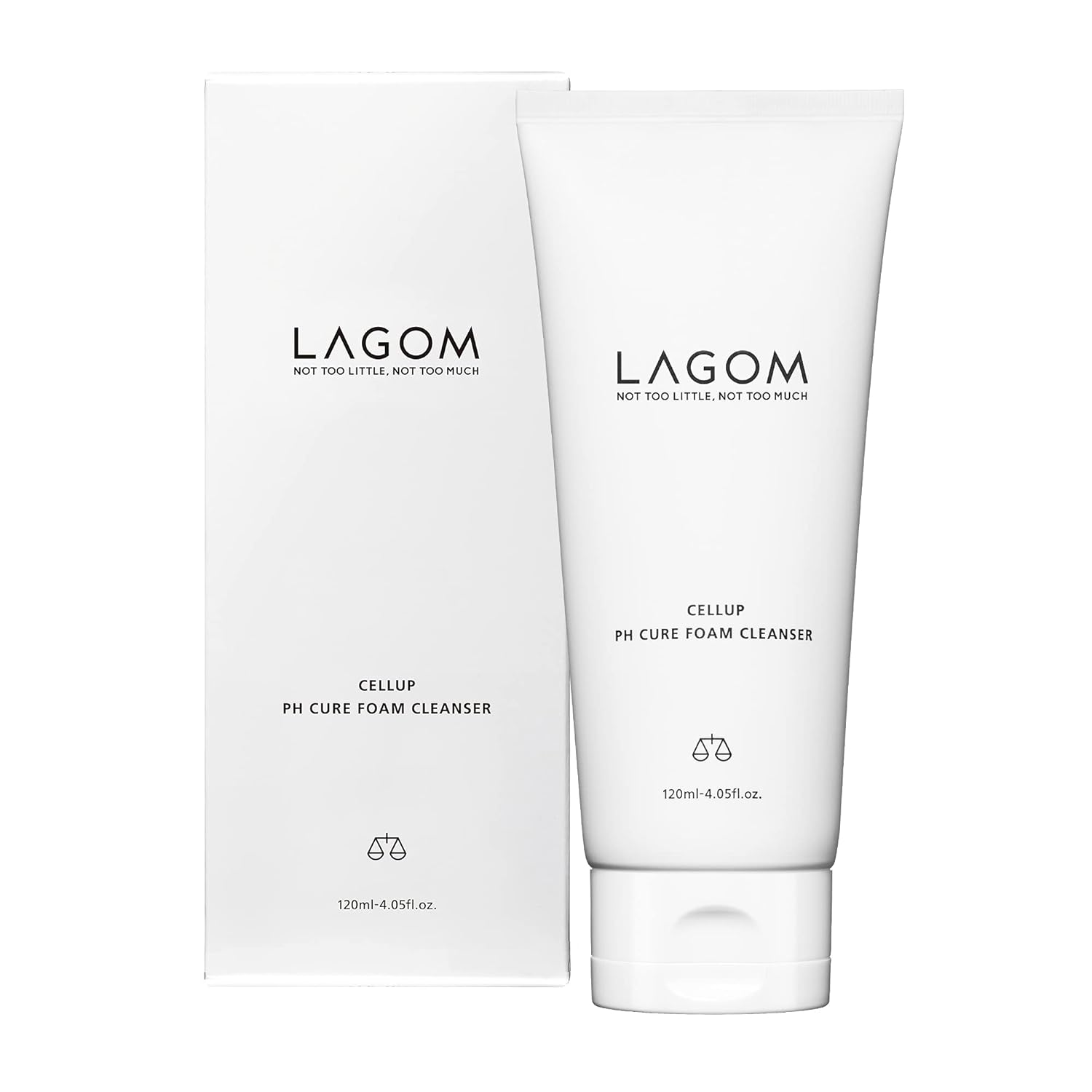 LAGOM Cellup – Limpiador de espuma para curar pH, crema de limpieza profunda natural, equilibrio de pH 5.5, subácidos, sin alcohol, suave, sedoso,