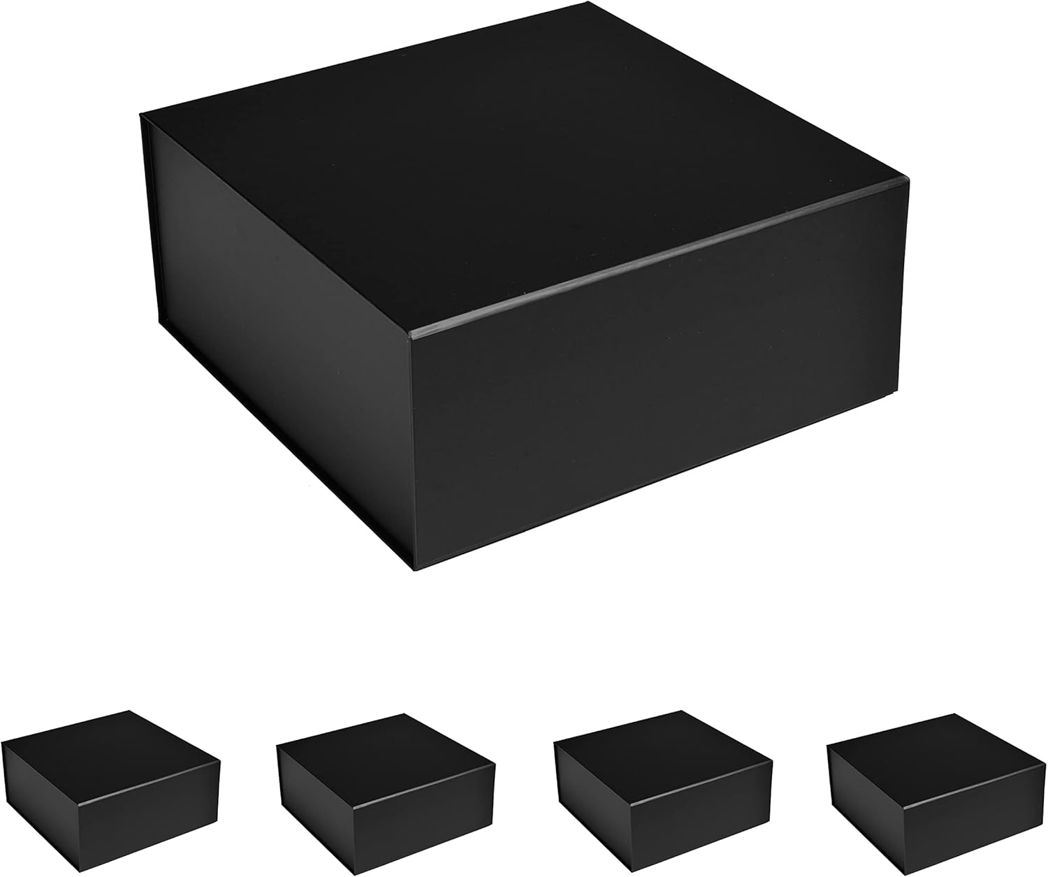 CECOBOX Caja de regalo de 6 x 6 x 2.75 pulgadas, caja magnética plegable mate negra con tapa para regalo, embalaje, dama de honor, cumpleaños,