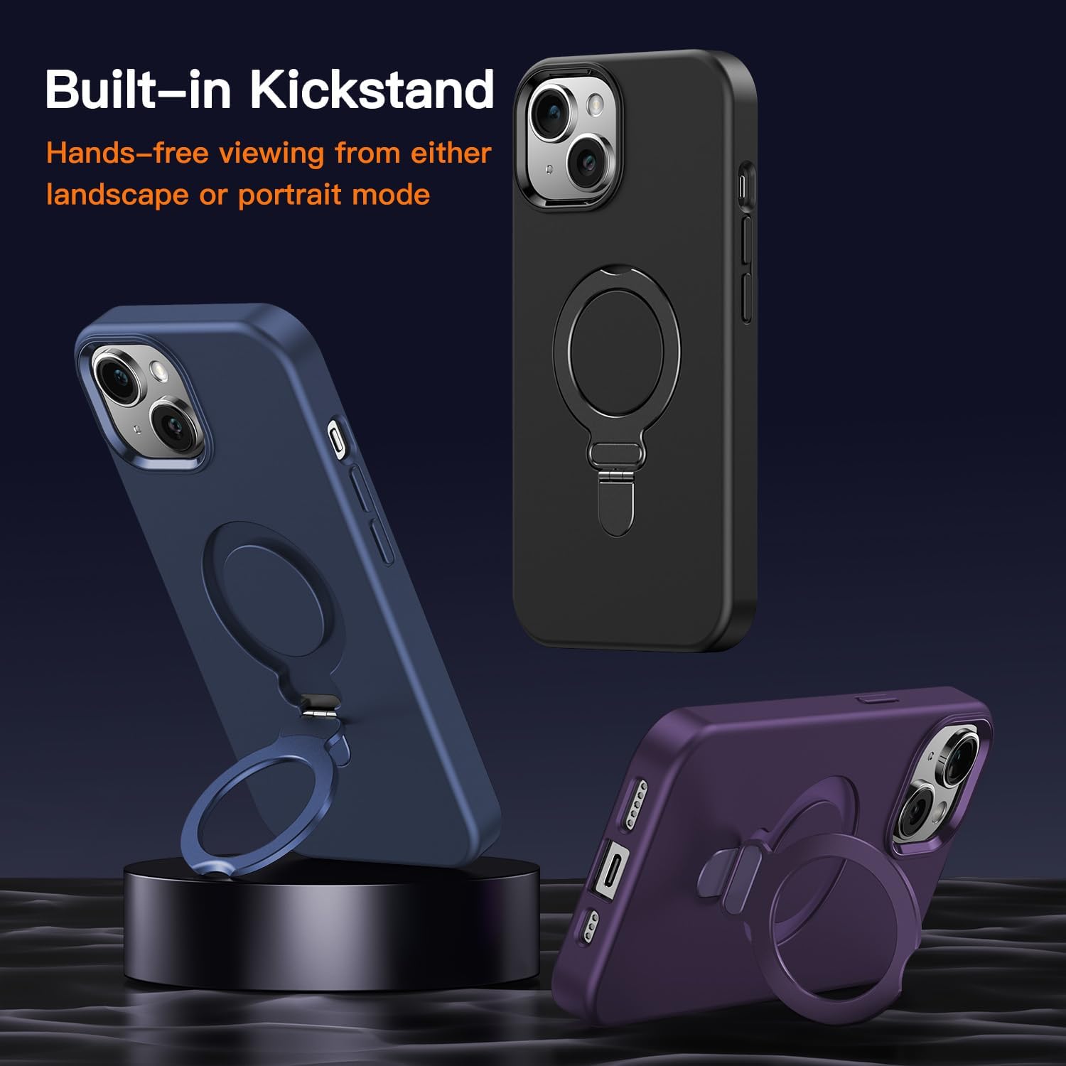 Funda para iPhone 15 Plus, compatible con MagSafe Fusion+ silicona a prueba de golpes, sedosa, delgada, protección contra caídas, con soporte