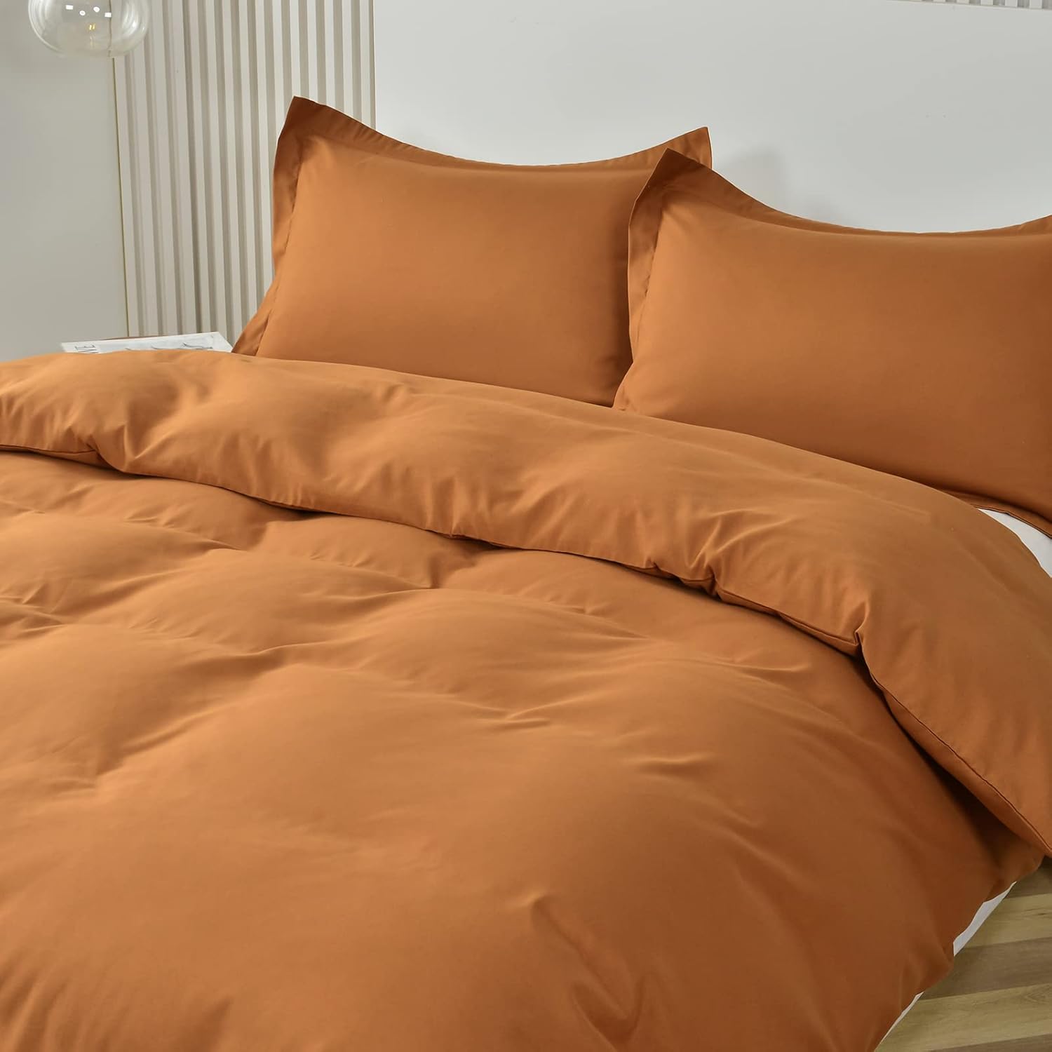 PALAKANA Juego de funda de edredón tamaño King, 3 piezas, 100% algodón lavado, transpirable, duradero, suave, cómodo, juego de ropa de cama sólido