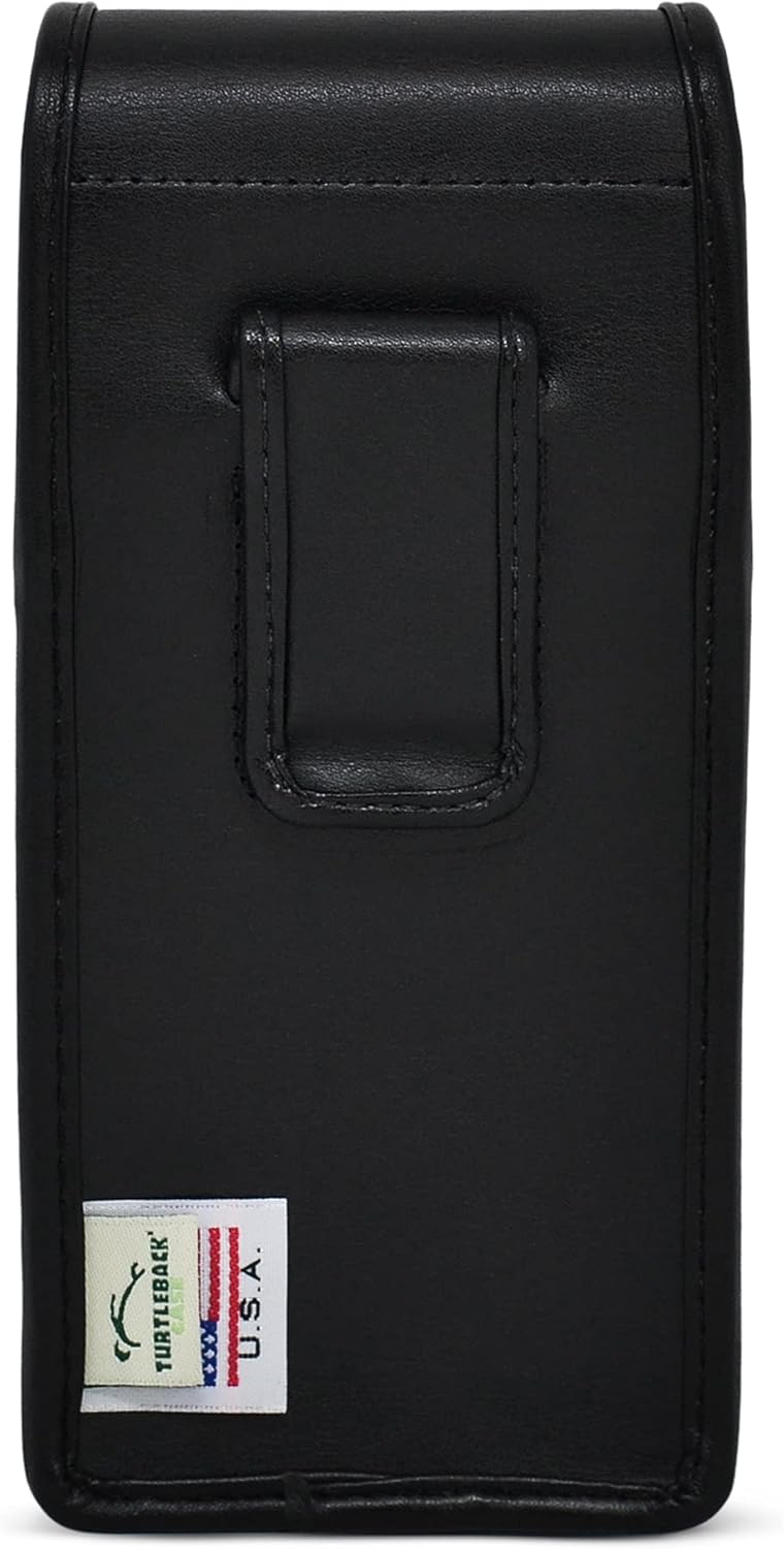 Turtleback Funda diseñada para Galaxy Z Fold 5 y Fold 4 con funda de ajuste voluminoso, funda vertical para cinturón de piel negra con clip